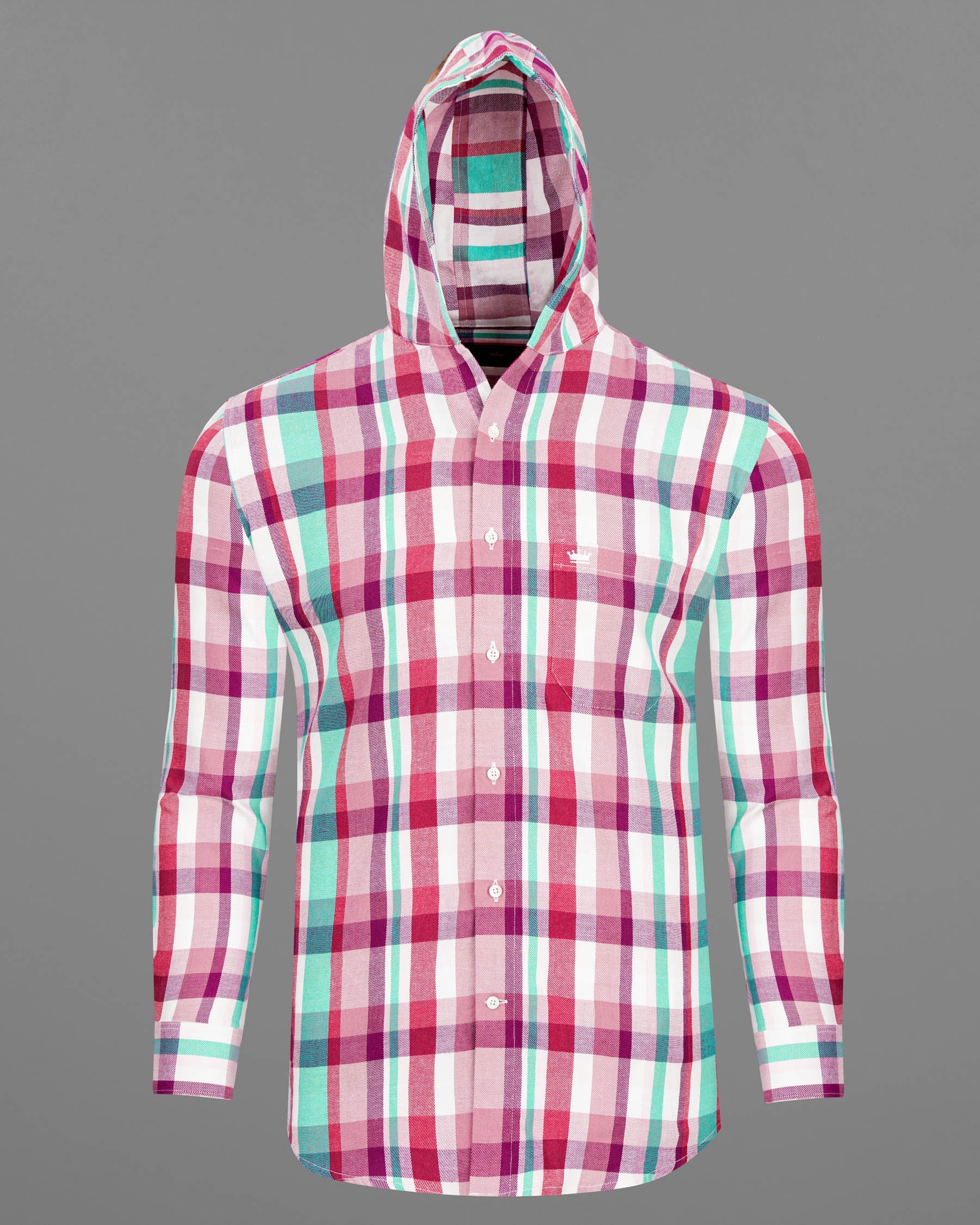 Bright White and Jasper Pink Plaid Twill Premium Cotton Hoodie Shirt 7739-HD-38,7739-HD-38,7739-HD-39,7739-HD-39,7739-HD-40,7739-HD-40,7739-HD-42,7739-HD-42,7739-HD-44,7739-HD-44,7739-HD-46,7739-HD-46,7739-HD-48,7739-HD-48,7739-HD-50,7739-HD-50,7739-HD-52,7739-HD-52