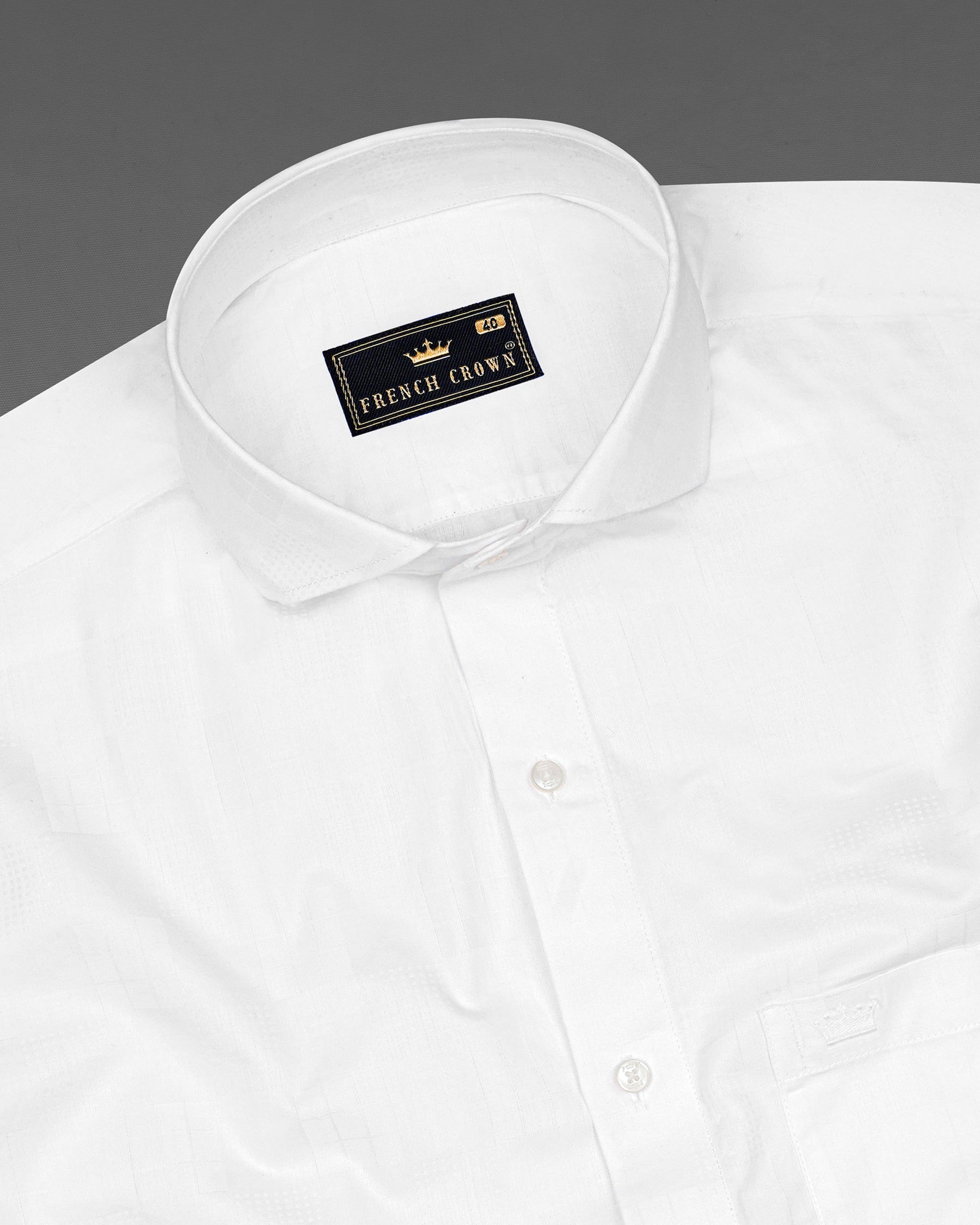 Bright White Jacquard Textured Premium Cotton Shirt