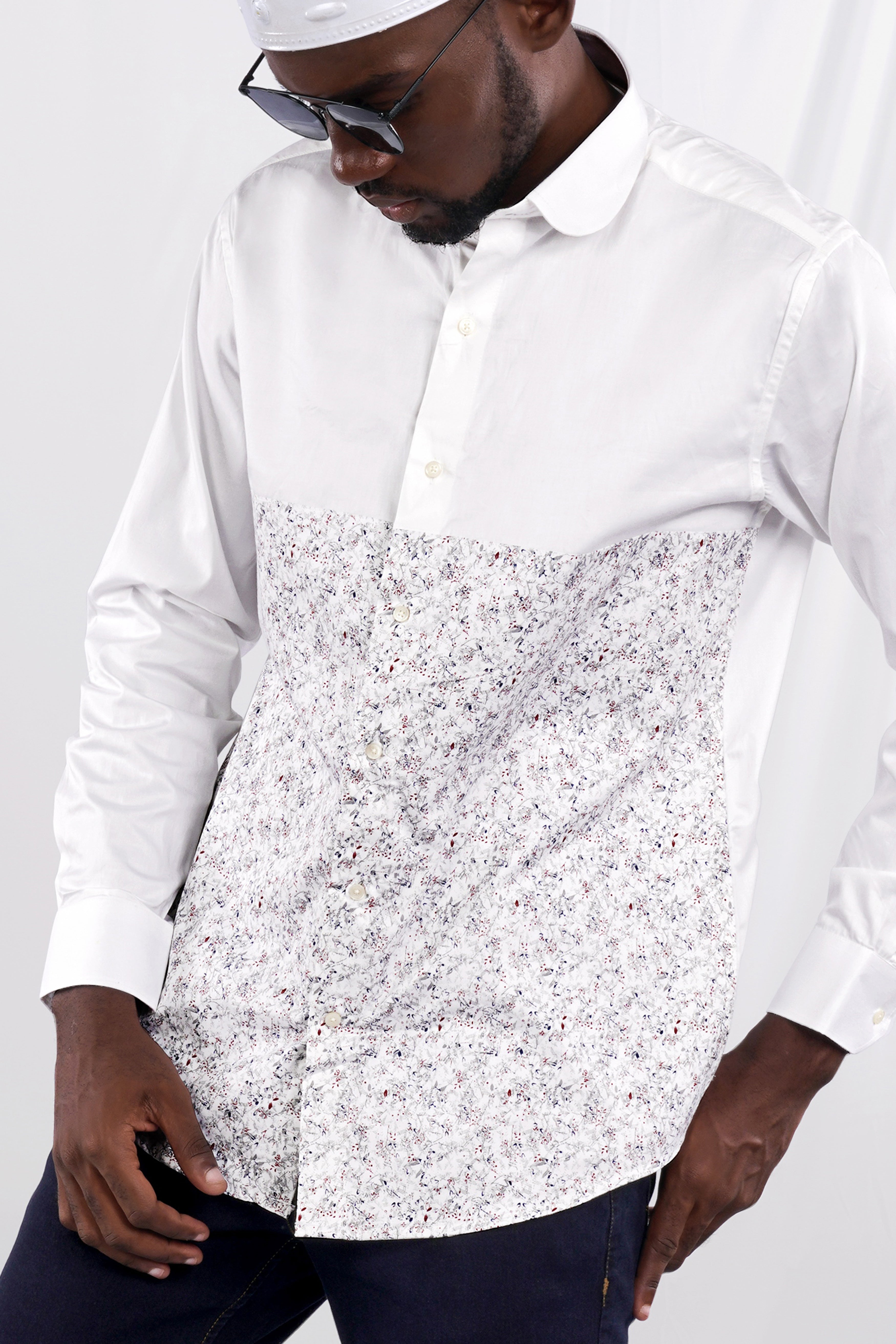 Bright White and Printed Super Soft Premium Cotton Designer Shirt