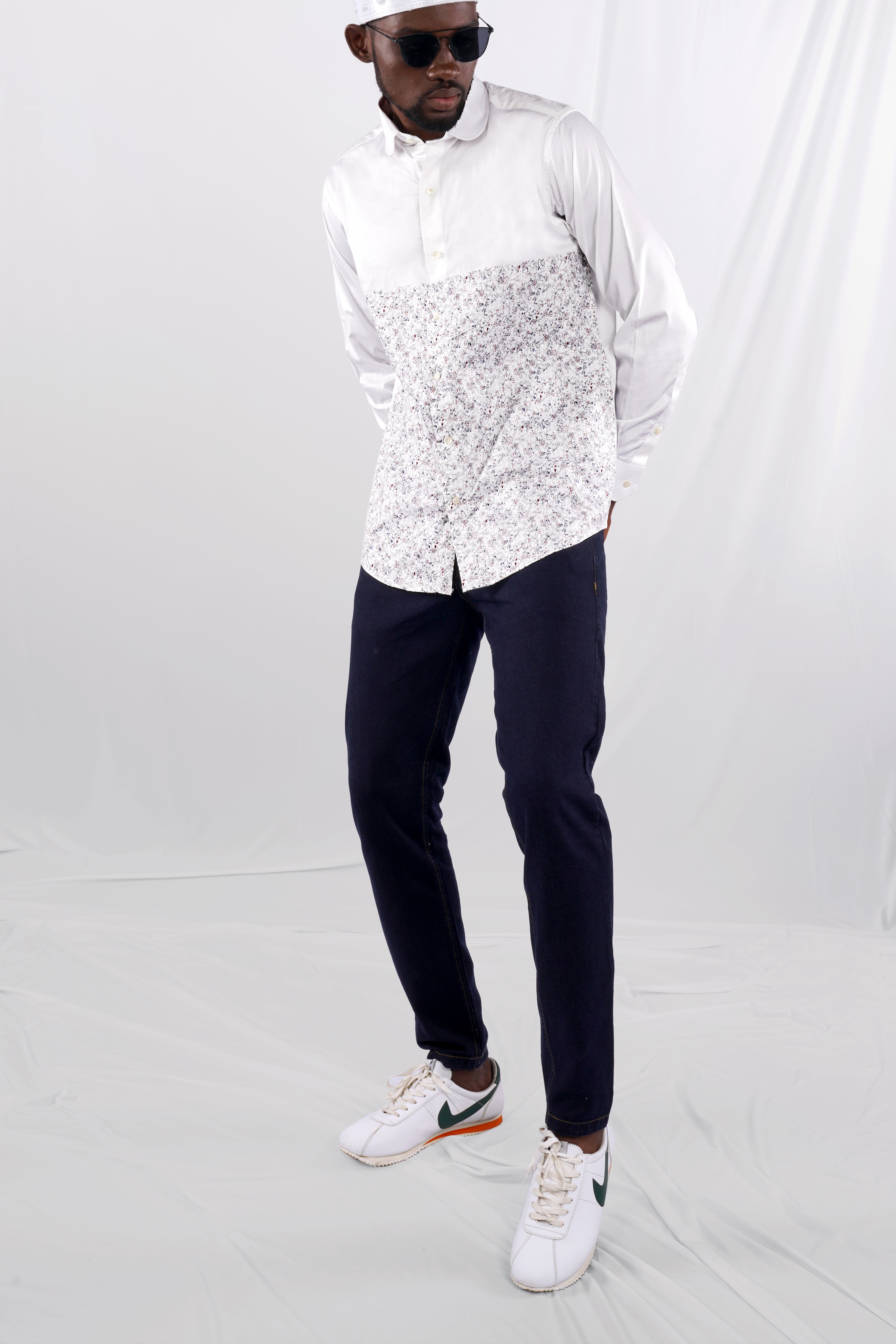 Bright White and Printed Super Soft Premium Cotton Designer Shirt