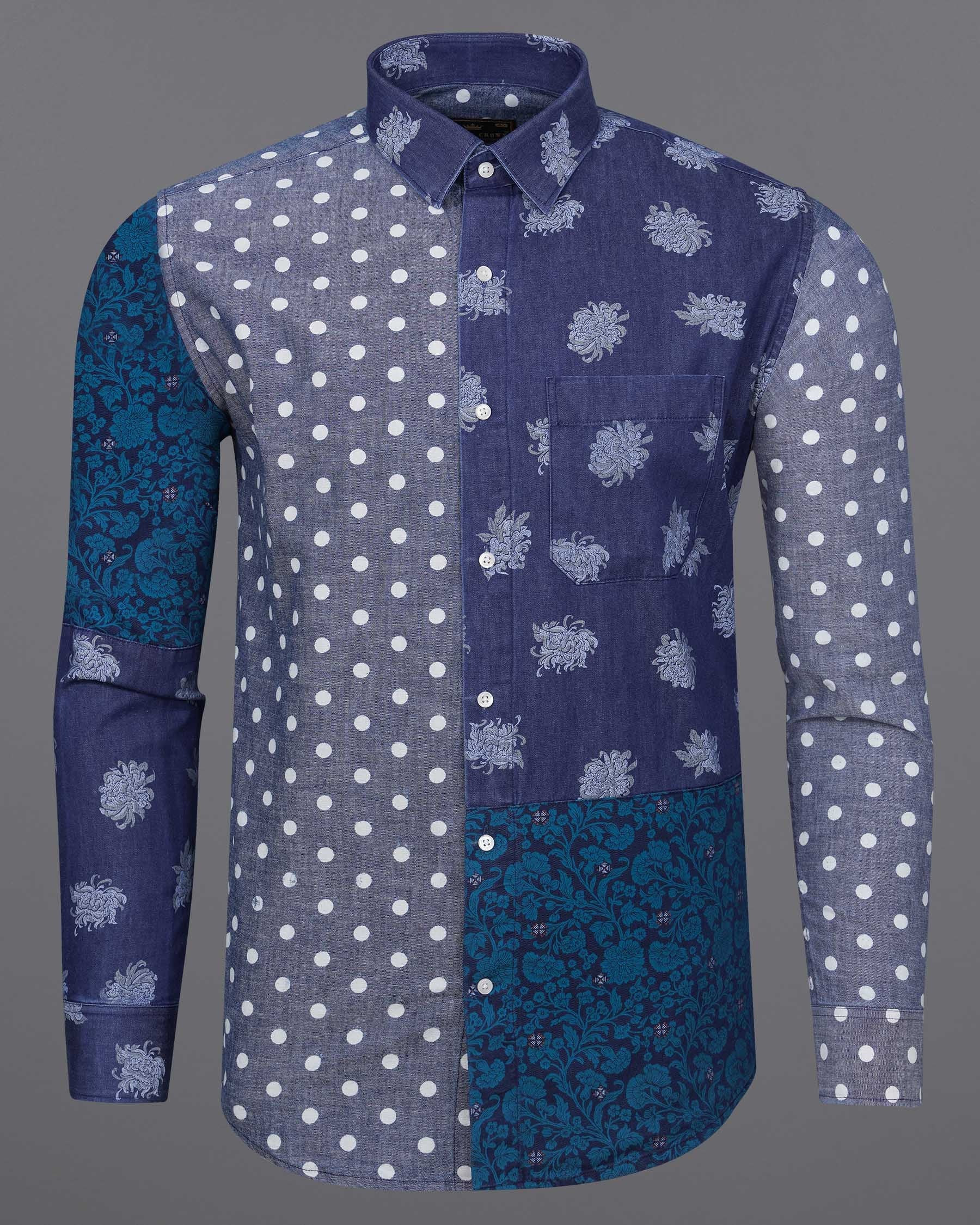 Gunpowder Blue Polka Dotted Chambray Textured Premium Cotton Designer denim Shirt 7777-P201-38,7777-P201-38,7777-P201-39,7777-P201-39,7777-P201-40,7777-P201-40,7777-P201-42,7777-P201-42,7777-P201-44,7777-P201-44,7777-P201-46,7777-P201-46,7777-P201-48,7777-P201-48,7777-P201-50,7777-P201-50,7777-P201-52,7777-P201-52