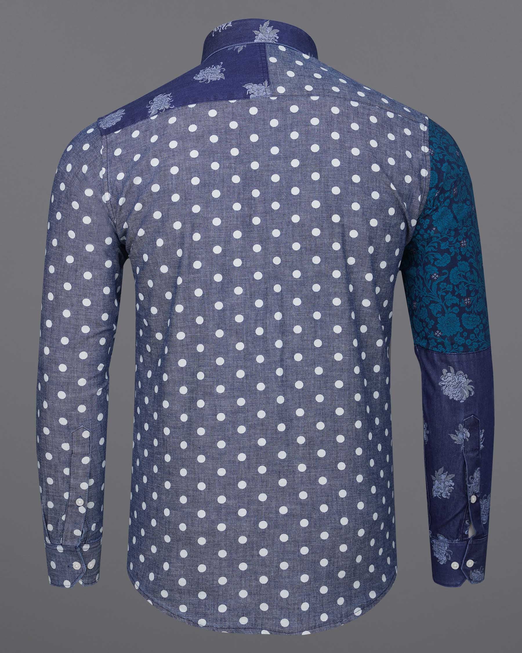 Gunpowder Blue Polka Dotted Chambray Textured Premium Cotton Designer denim Shirt 7777-P201-38,7777-P201-38,7777-P201-39,7777-P201-39,7777-P201-40,7777-P201-40,7777-P201-42,7777-P201-42,7777-P201-44,7777-P201-44,7777-P201-46,7777-P201-46,7777-P201-48,7777-P201-48,7777-P201-50,7777-P201-50,7777-P201-52,7777-P201-52