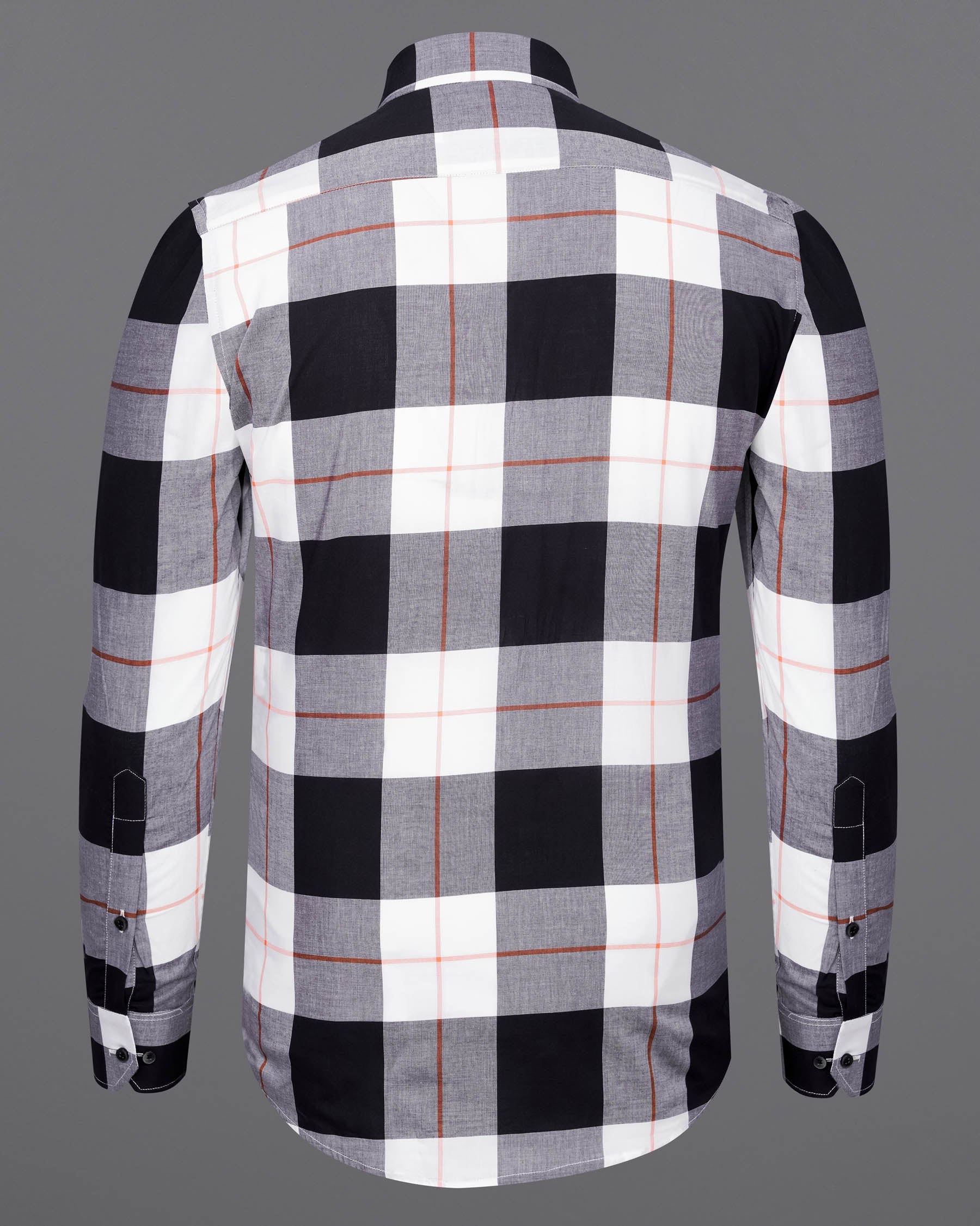 Bright White and Black Plaid Premium Cotton Shirt