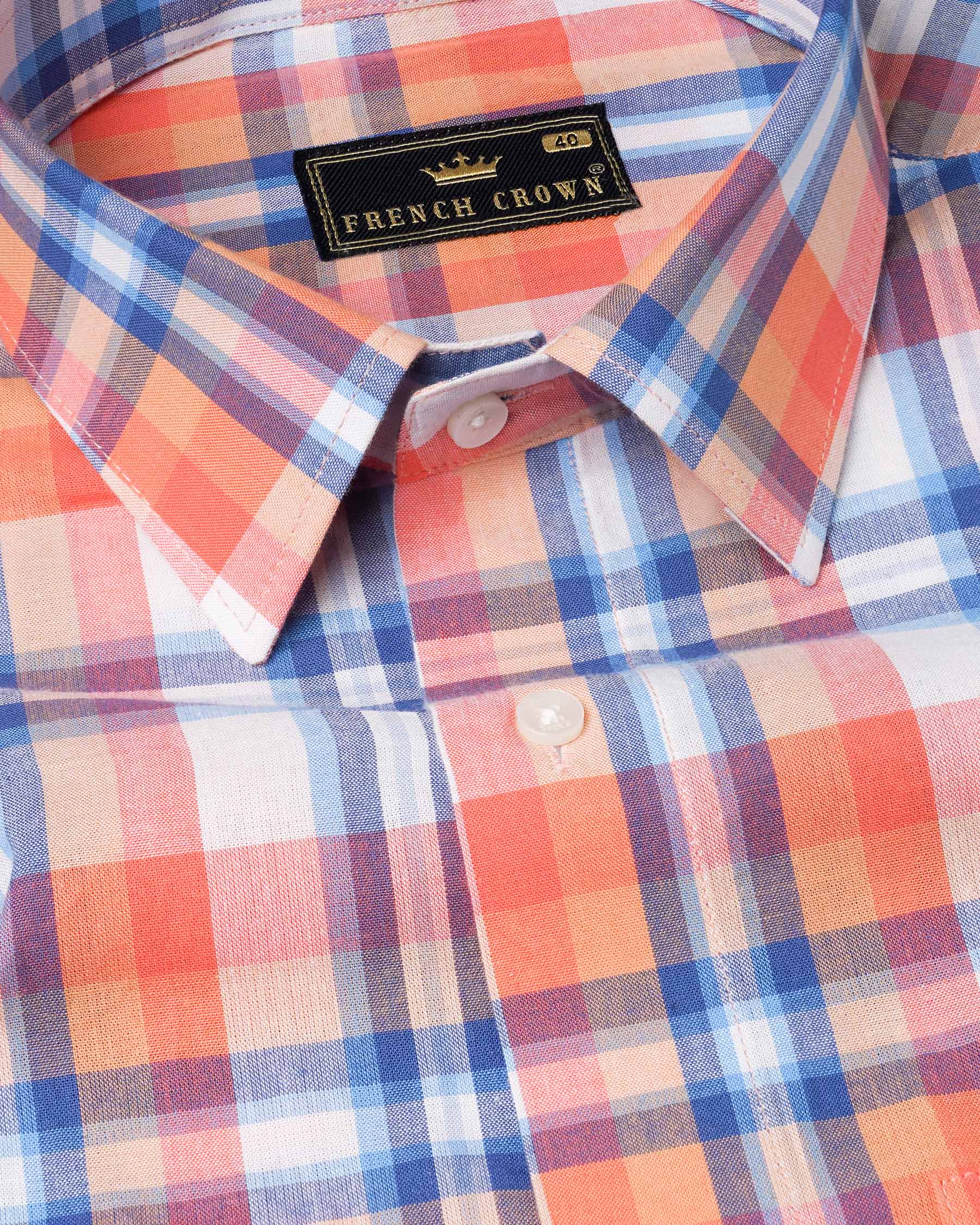 Salmon Orange And White Plaid Premium Cotton Shirt 7793-38,7793-38,7793-39,7793-39,7793-40,7793-40,7793-42,7793-42,7793-44,7793-44,7793-46,7793-46,7793-48,7793-48,7793-50,7793-50,7793-52,7793-52