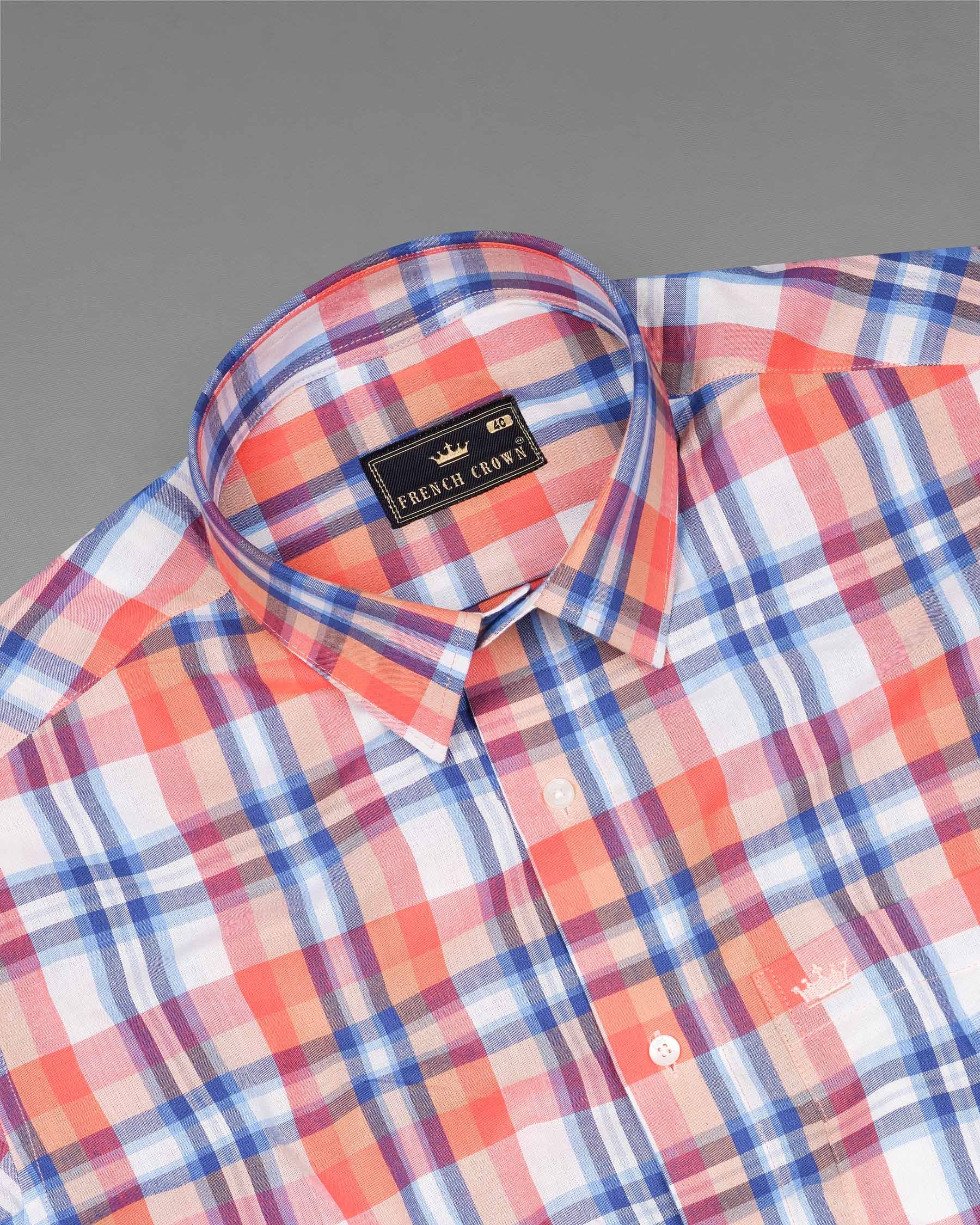 Salmon Orange And White Plaid Premium Cotton Shirt 7793-38,7793-38,7793-39,7793-39,7793-40,7793-40,7793-42,7793-42,7793-44,7793-44,7793-46,7793-46,7793-48,7793-48,7793-50,7793-50,7793-52,7793-52