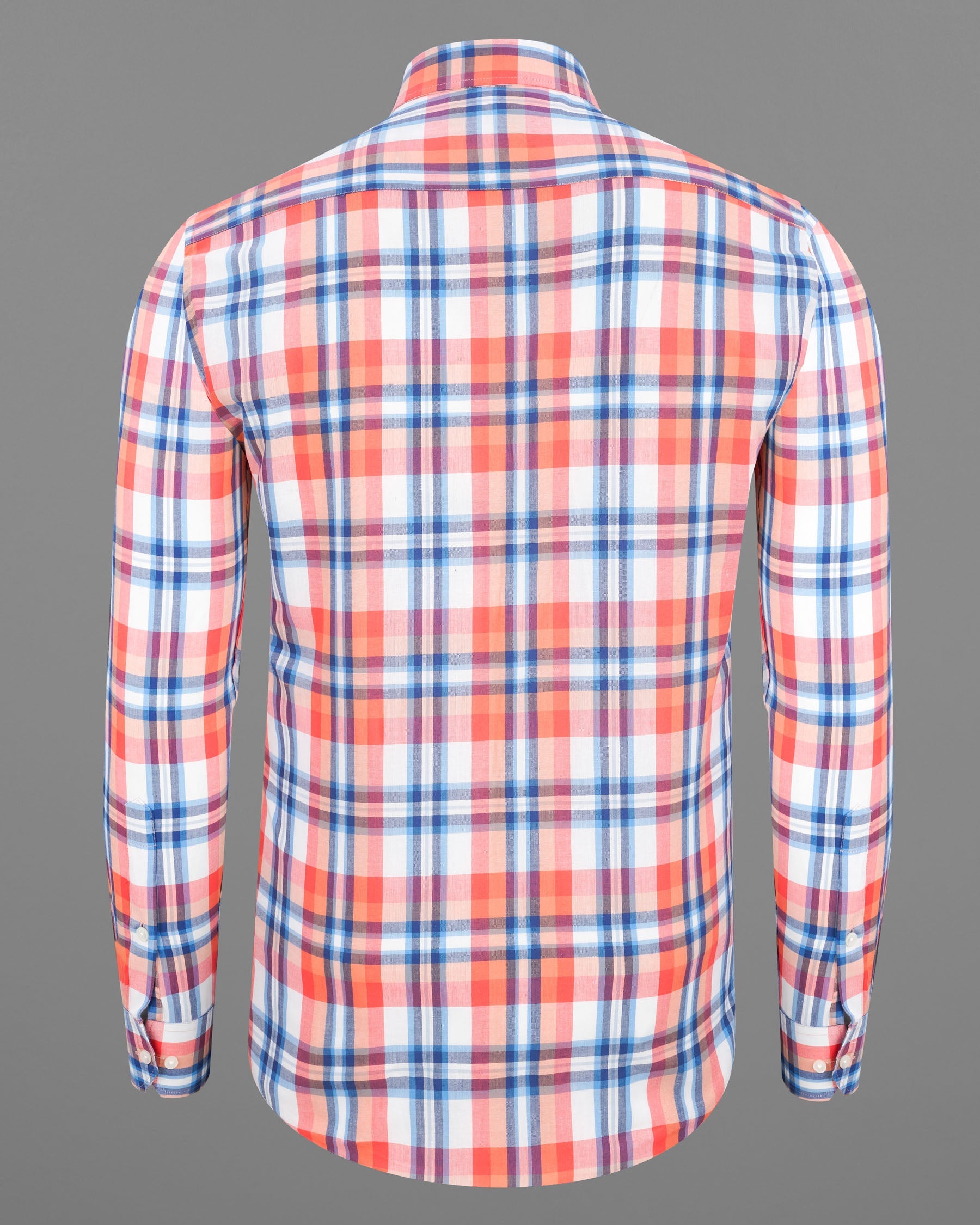 Salmon Orange And White Plaid Premium Cotton Shirt 7793-38,7793-38,7793-39,7793-39,7793-40,7793-40,7793-42,7793-42,7793-44,7793-44,7793-46,7793-46,7793-48,7793-48,7793-50,7793-50,7793-52,7793-52