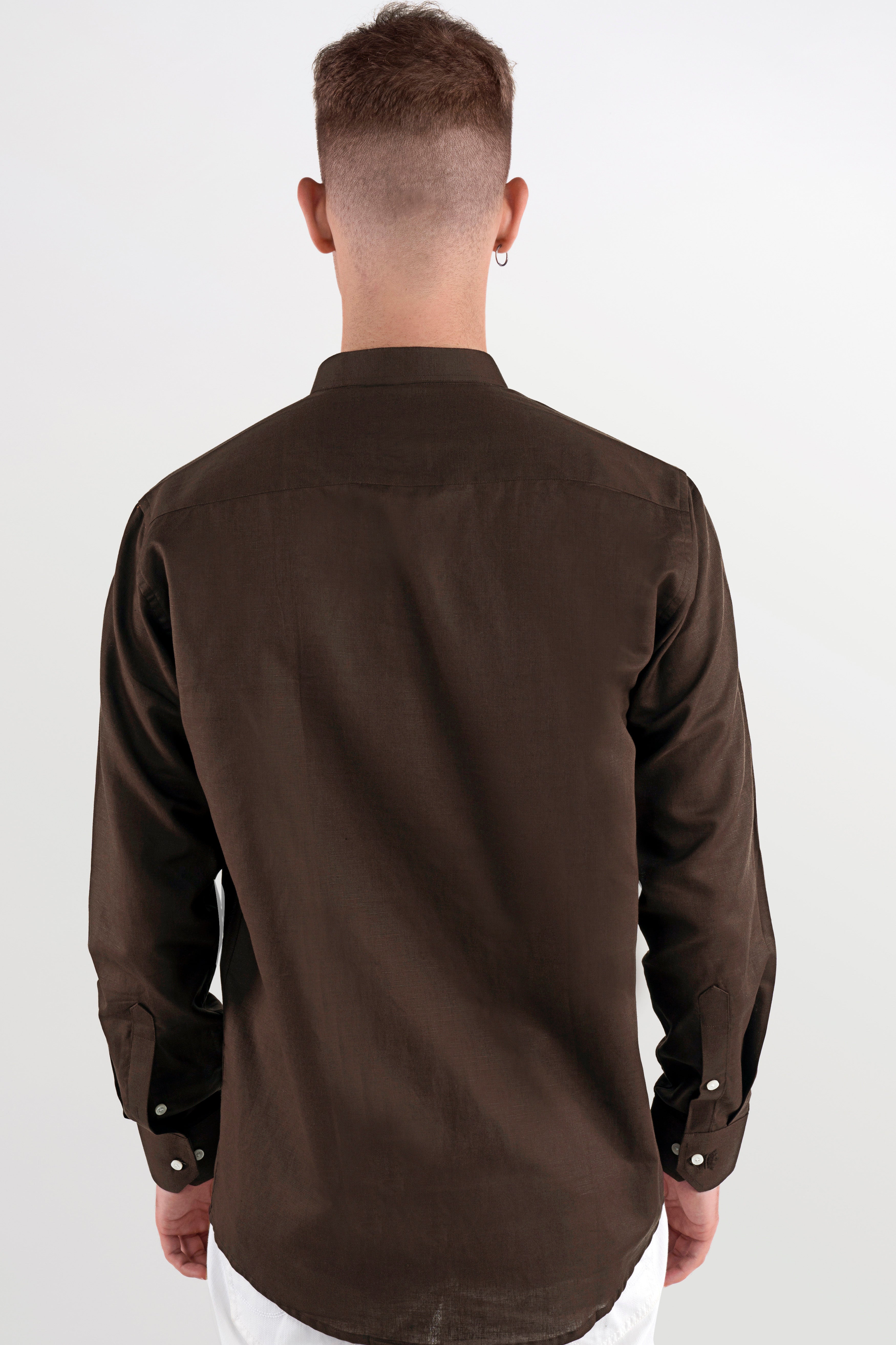 Walnut Brown Hand Painted Luxurious Linen Designer Shirt