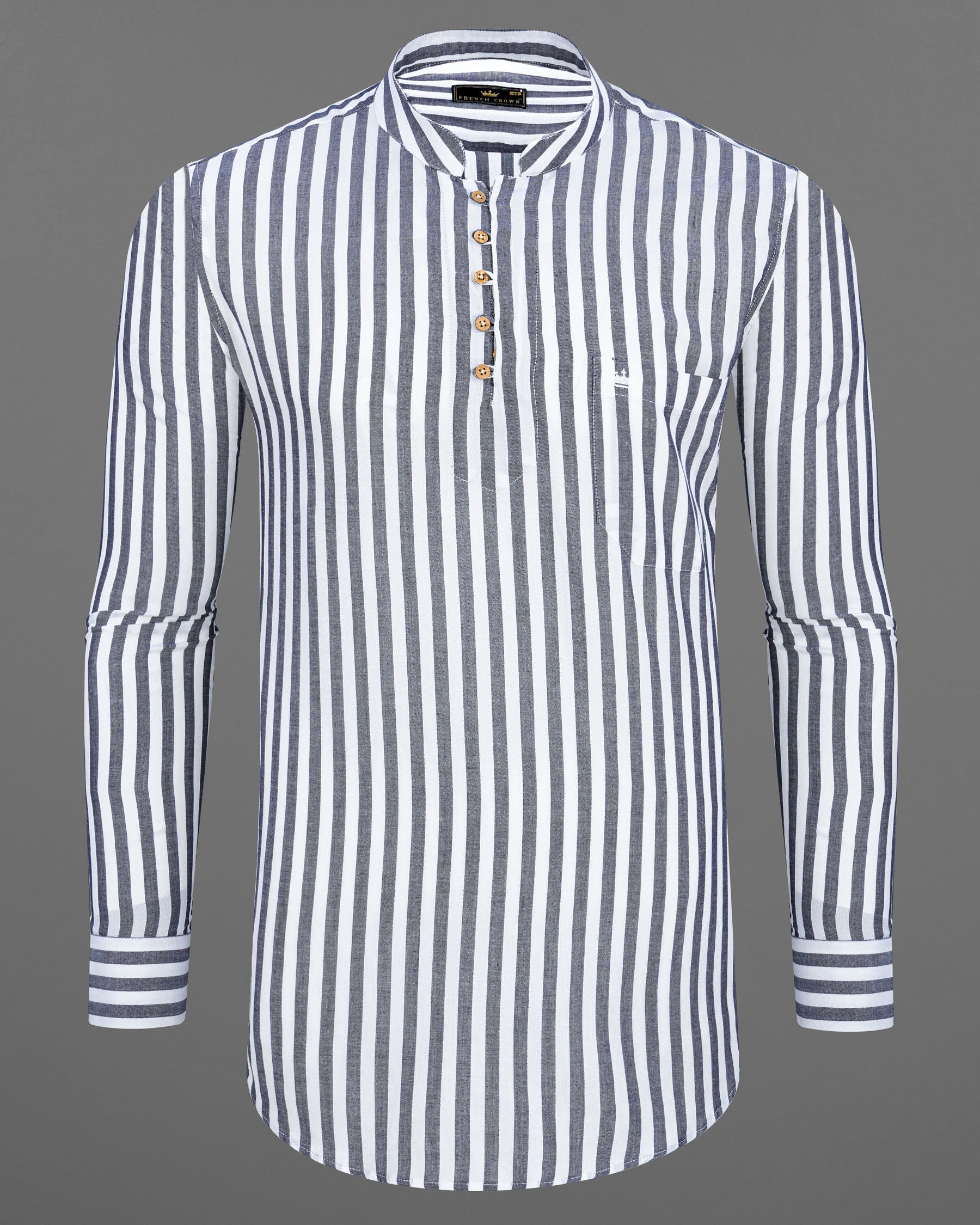 Bright White With Kimberly Gray Striped Premium Tencel Kurta Shirt 7798-KS-38,7798-KS-38,7798-KS-39,7798-KS-39,7798-KS-40,7798-KS-40,7798-KS-42,7798-KS-42,7798-KS-44,7798-KS-44,7798-KS-46,7798-KS-46,7798-KS-48,7798-KS-48,7798-KS-50,7798-KS-50,7798-KS-52,7798-KS-52