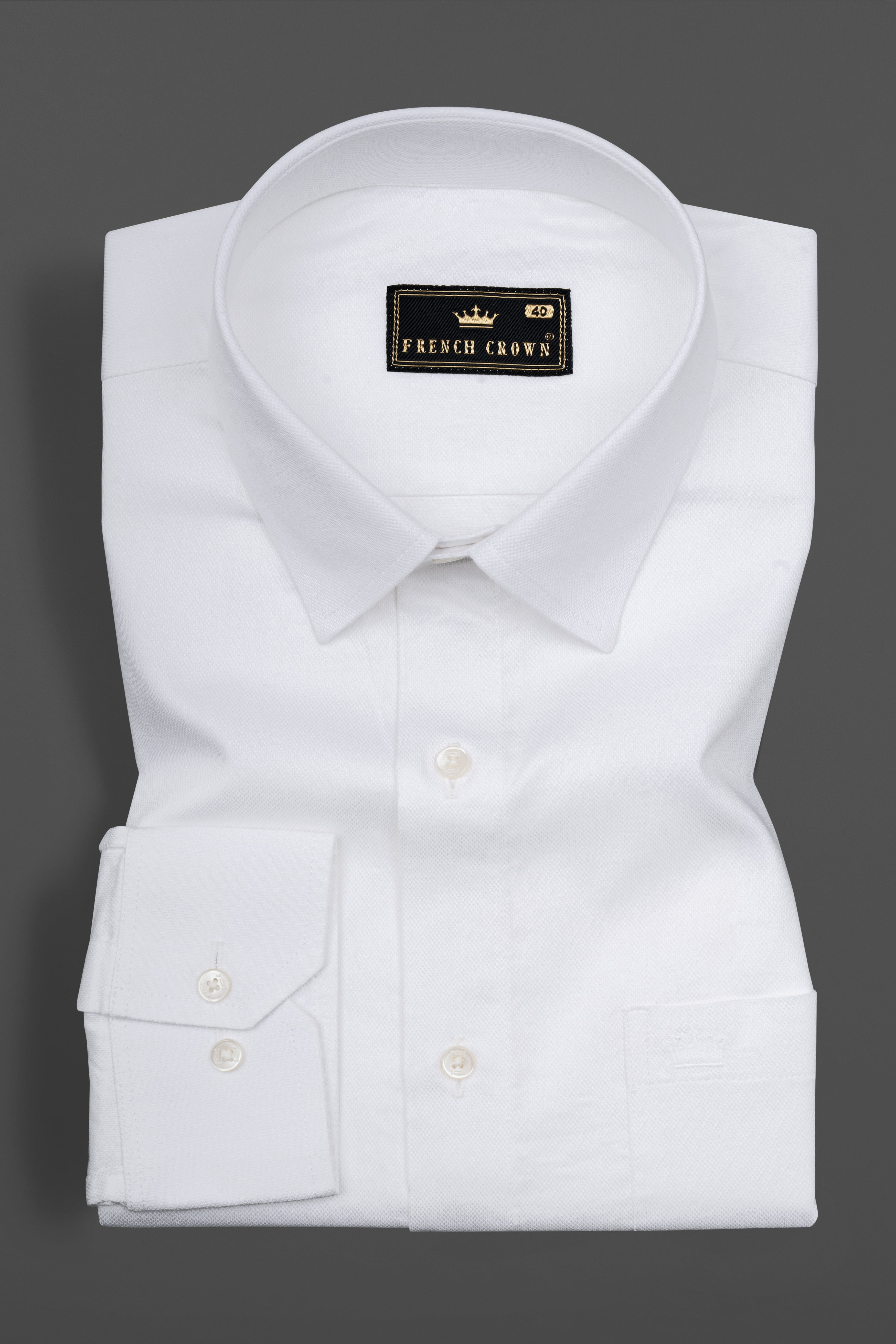 Bright White Dobby Textured Premium Cotton Shirt