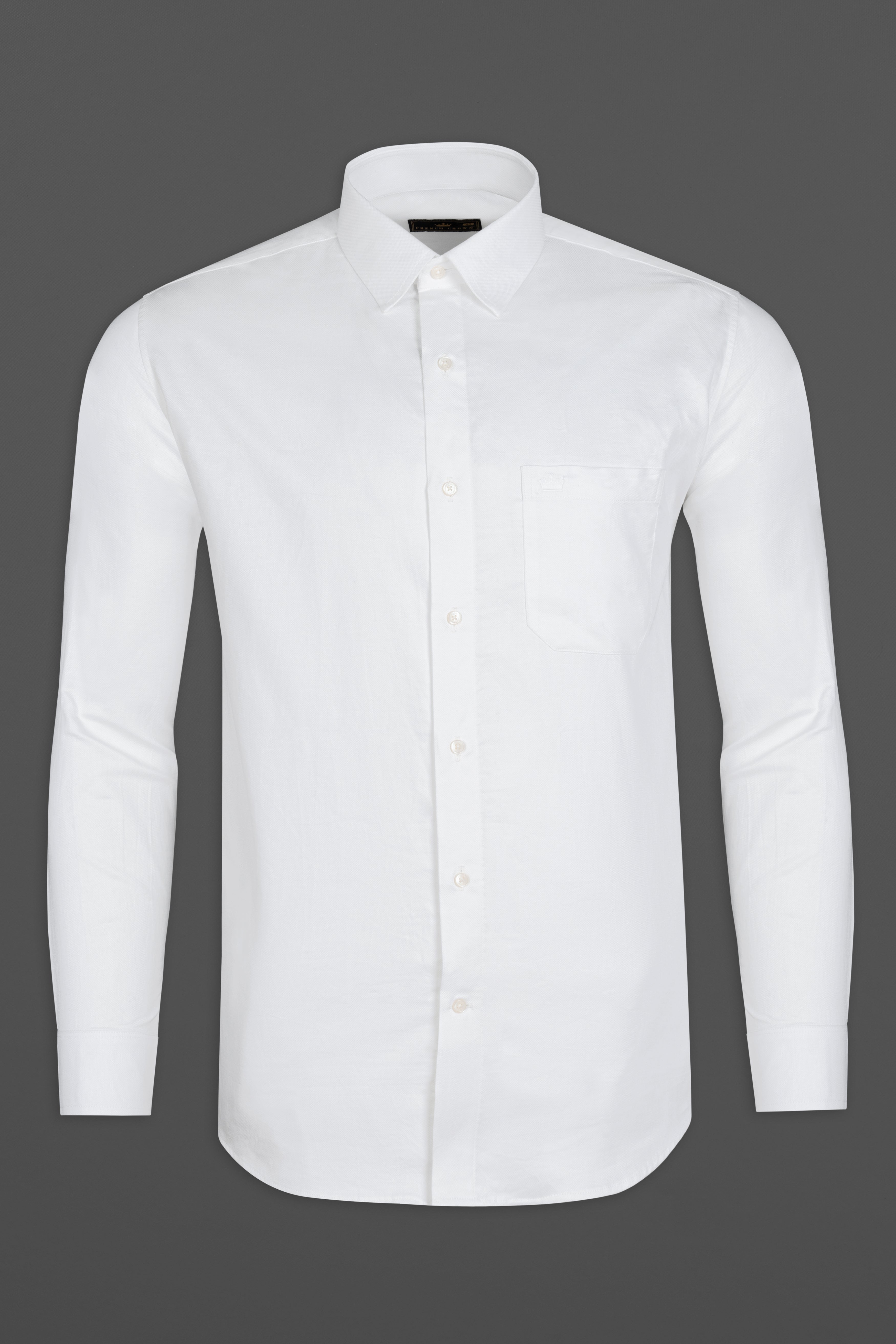 Bright White Dobby Textured Premium Cotton Shirt