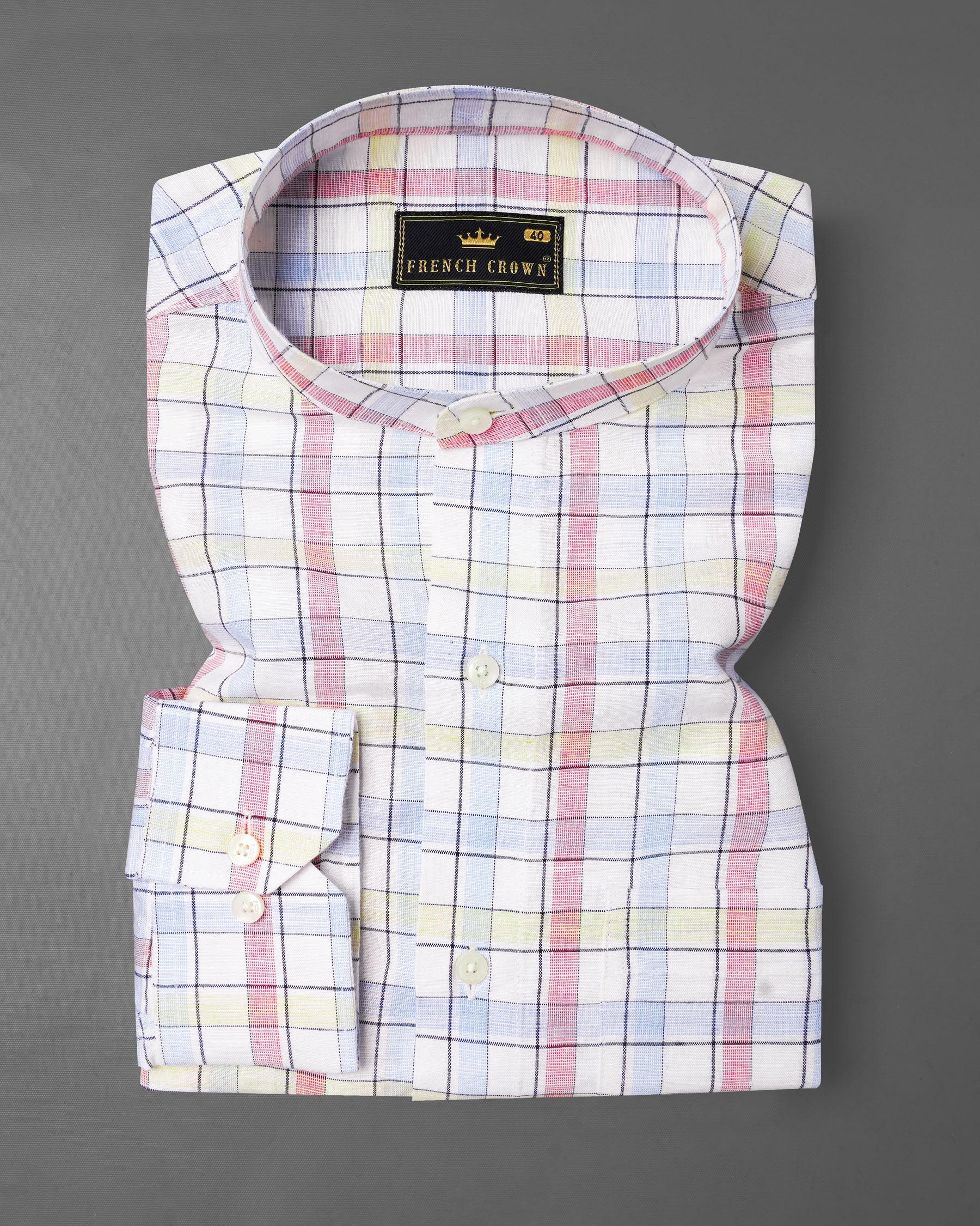 Bright White And Multi Coloured Windowpane Luxurious Linen Shirt 7802-M-38,7802-M-38,7802-M-39,7802-M-39,7802-M-40,7802-M-40,7802-M-42,7802-M-42,7802-M-44,7802-M-44,7802-M-46,7802-M-46,7802-M-48,7802-M-48,7802-M-50,7802-M-50,7802-M-52,7802-M-52