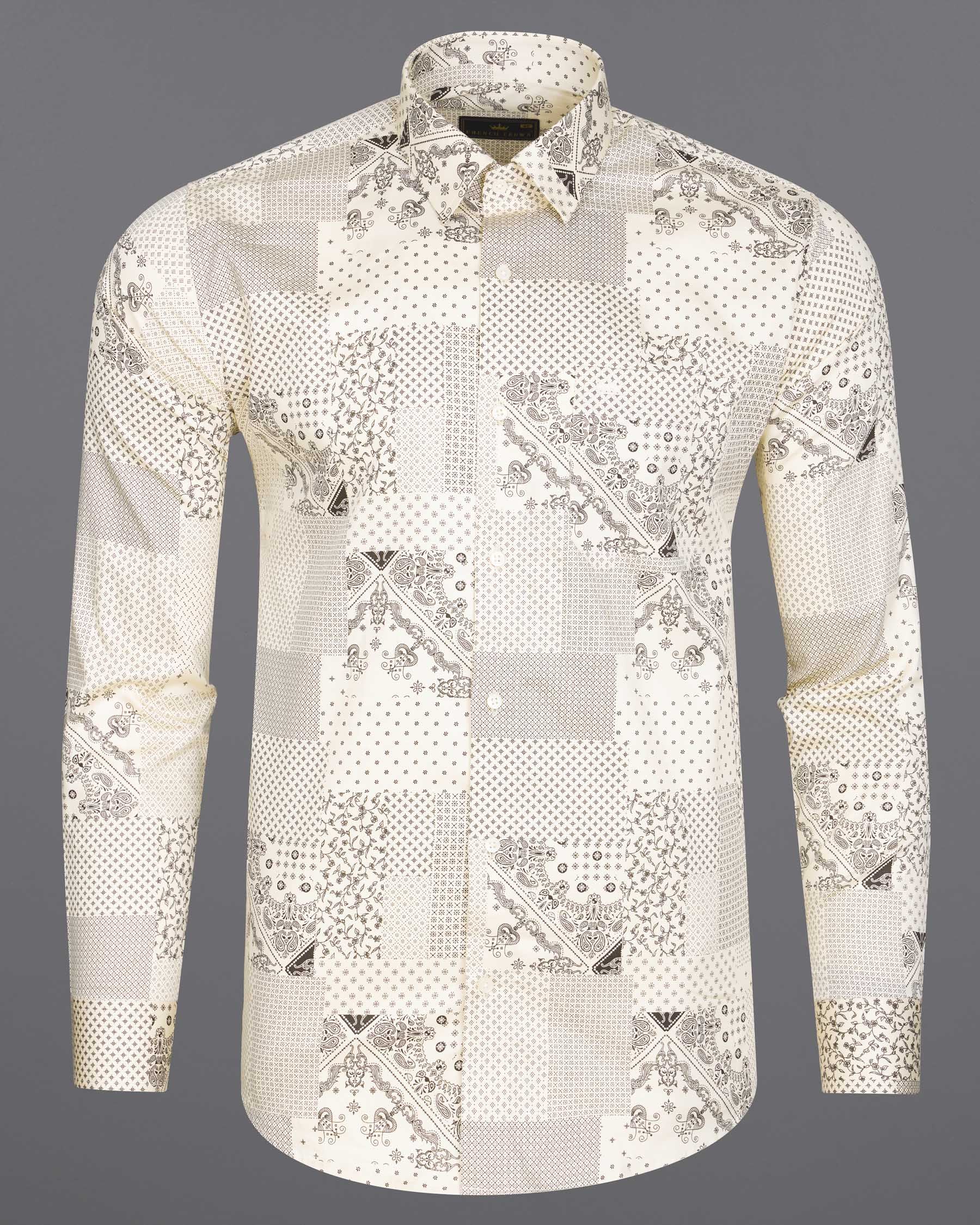 Pearl Bush Cream Boho Chic Printed Super Soft Premium Cotton Shirt 7803-38,7803-38,7803-39,7803-39,7803-40,7803-40,7803-42,7803-42,7803-44,7803-44,7803-46,7803-46,7803-48,7803-48,7803-50,7803-50,7803-52,7803-52