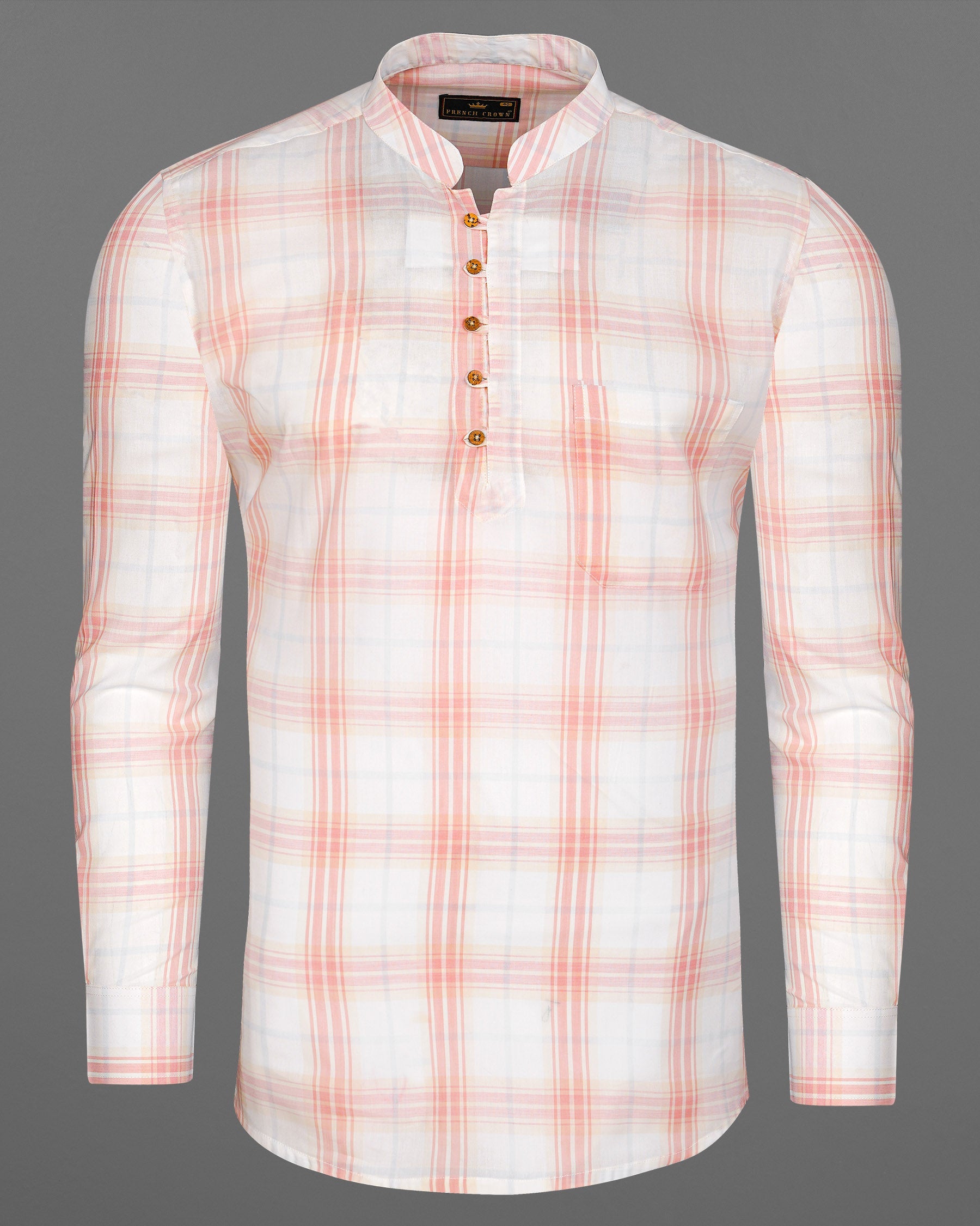 Fantasy Beige and Faded Pink Plaid Premium Cotton Kurta Shirt 7810-KS-38,7810-KS-38,7810-KS-39,7810-KS-39,7810-KS-40,7810-KS-40,7810-KS-42,7810-KS-42,7810-KS-44,7810-KS-44,7810-KS-46,7810-KS-46,7810-KS-48,7810-KS-48,7810-KS-50,7810-KS-50,7810-KS-52,7810-KS-52