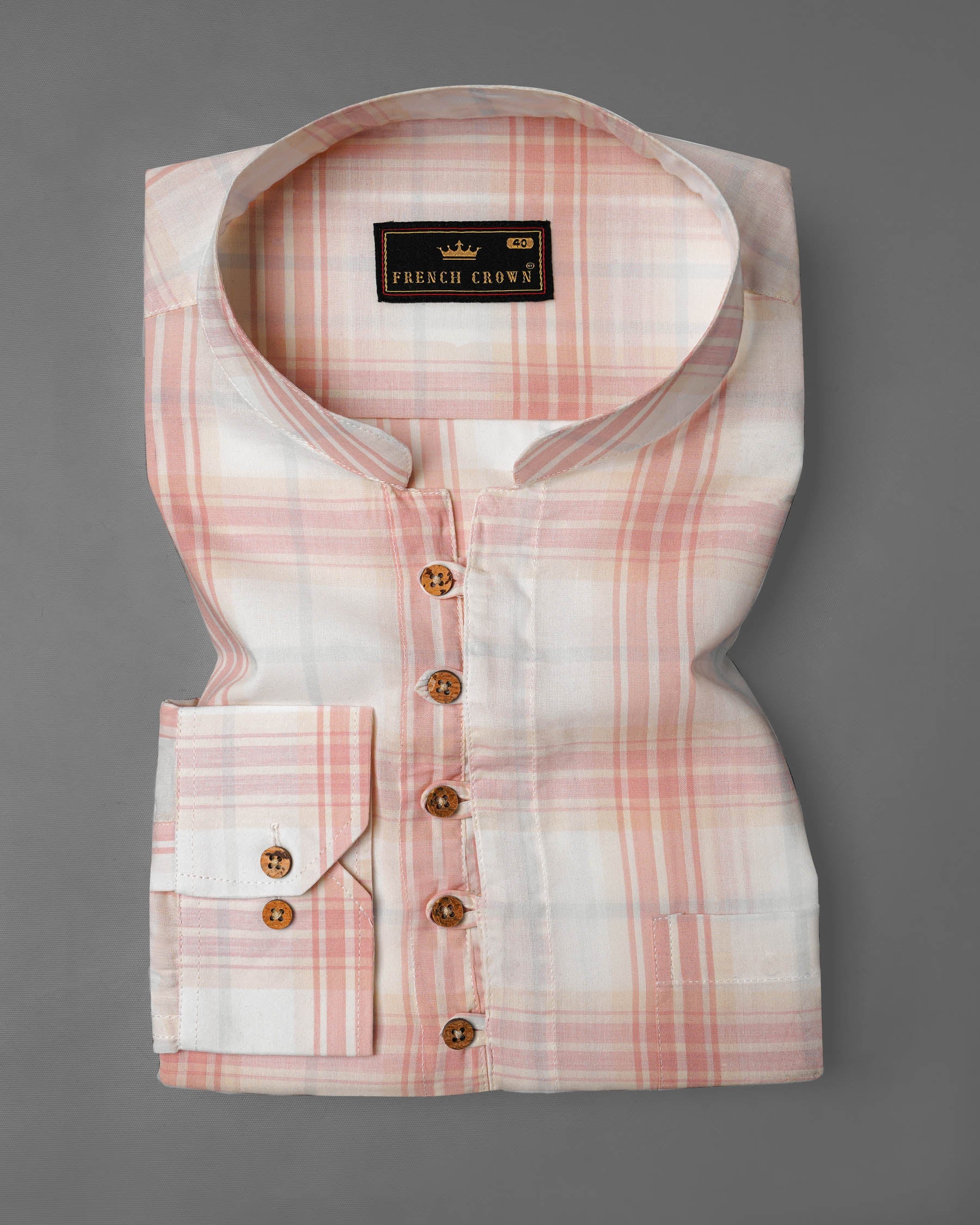 Fantasy Beige and Faded Pink Plaid Premium Cotton Kurta Shirt 7810-KS-38,7810-KS-38,7810-KS-39,7810-KS-39,7810-KS-40,7810-KS-40,7810-KS-42,7810-KS-42,7810-KS-44,7810-KS-44,7810-KS-46,7810-KS-46,7810-KS-48,7810-KS-48,7810-KS-50,7810-KS-50,7810-KS-52,7810-KS-52