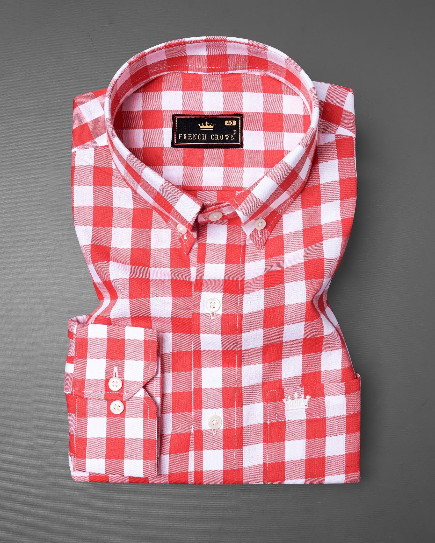 Bright White and Mahogany Red Checkered Twill Premium Cotton Shirt 7847-BD-38,7847-BD-38,7847-BD-39,7847-BD-39,7847-BD-40,7847-BD-40,7847-BD-42,7847-BD-42,7847-BD-44,7847-BD-44,7847-BD-46,7847-BD-46,7847-BD-48,7847-BD-48,7847-BD-50,7847-BD-50,7847-BD-52,7847-BD-52