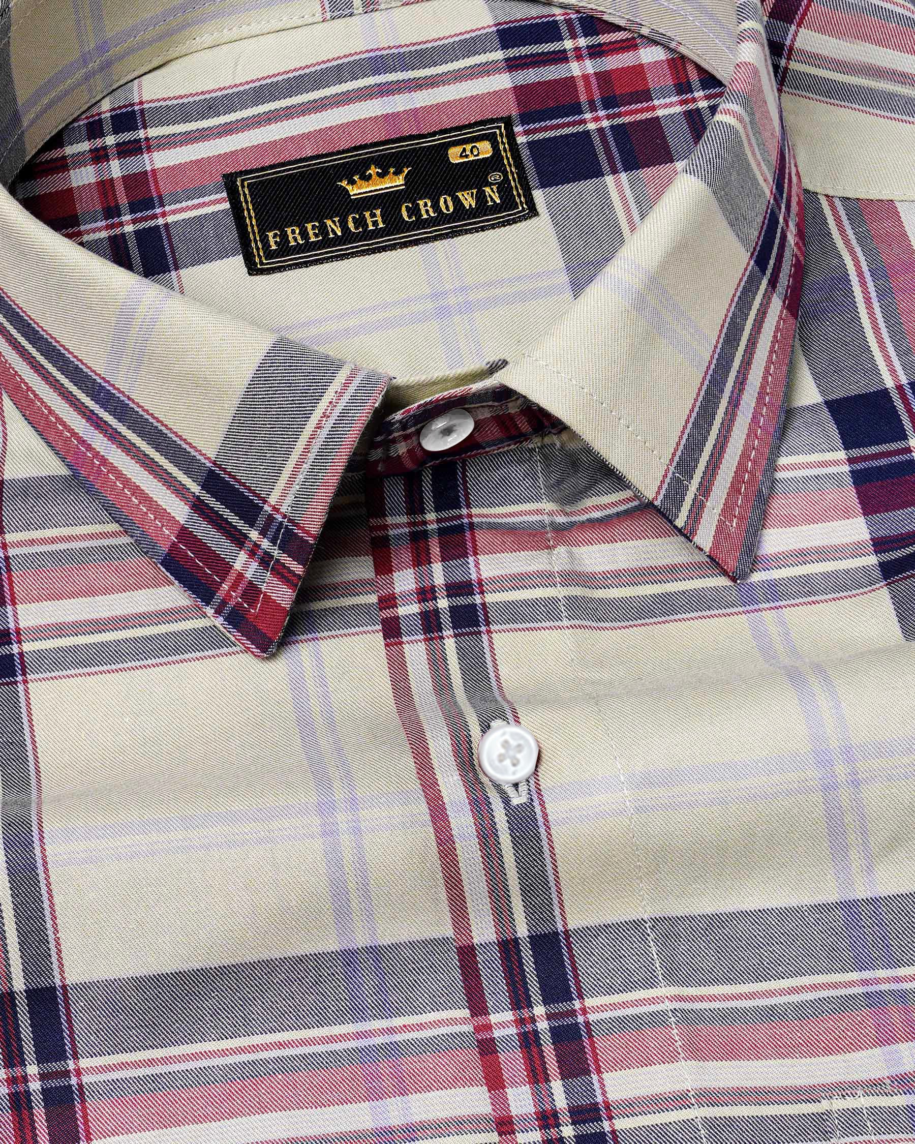 Ash Green Plaid Twill Premium Cotton Shirt