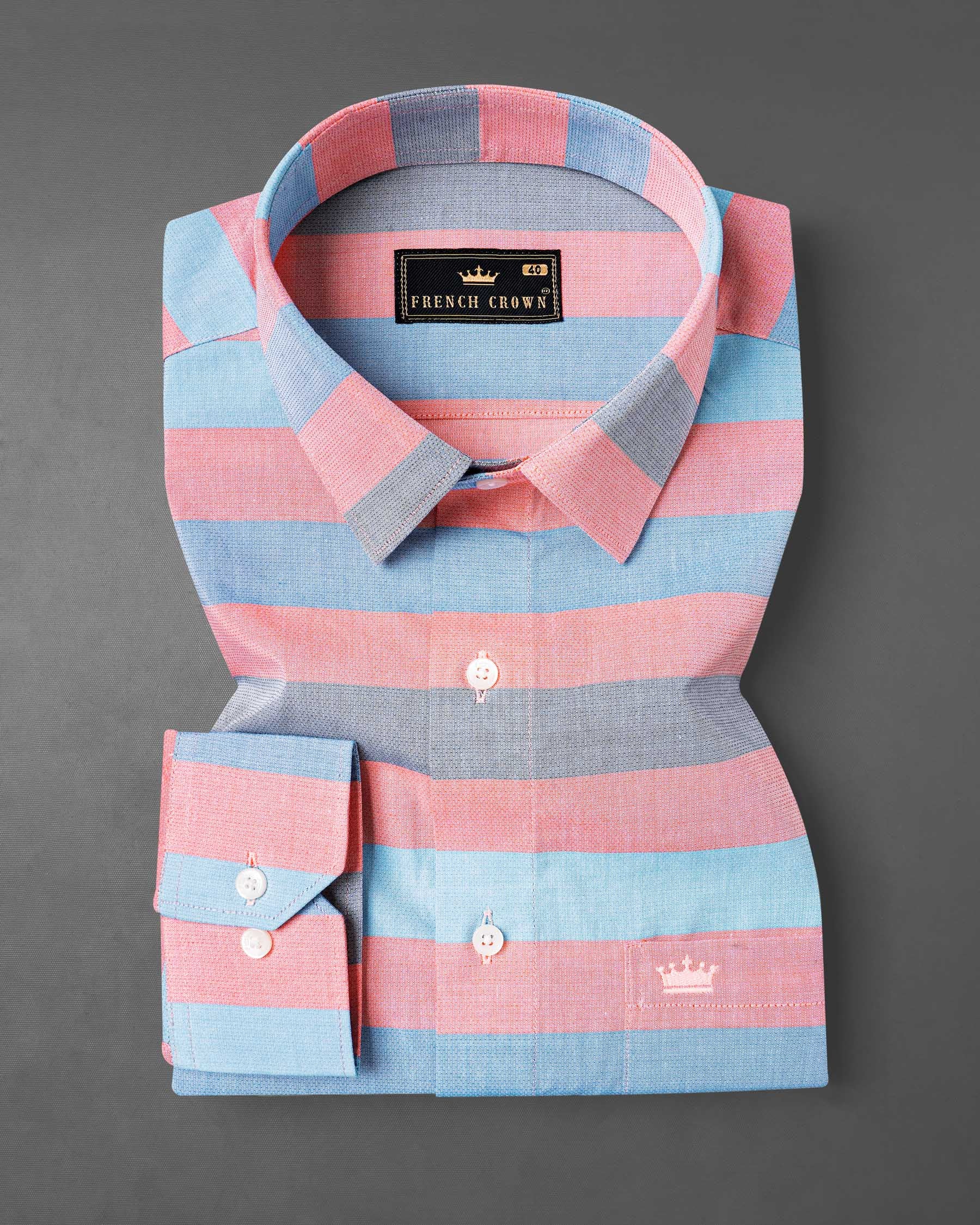 Sundown Light Orange and Glacier Blue Striped Dobby Textured Premium Giza Cotton Shirt 7898 -38,7898 -H-38,7898 -39,7898 -H-39,7898 -40,7898 -H-40,7898 -42,7898 -H-42,7898 -44,7898 -H-44,7898 -46,7898 -H-46,7898 -48,7898 -H-48,7898 -50,7898 -H-50,7898 -52,7898 -H-52