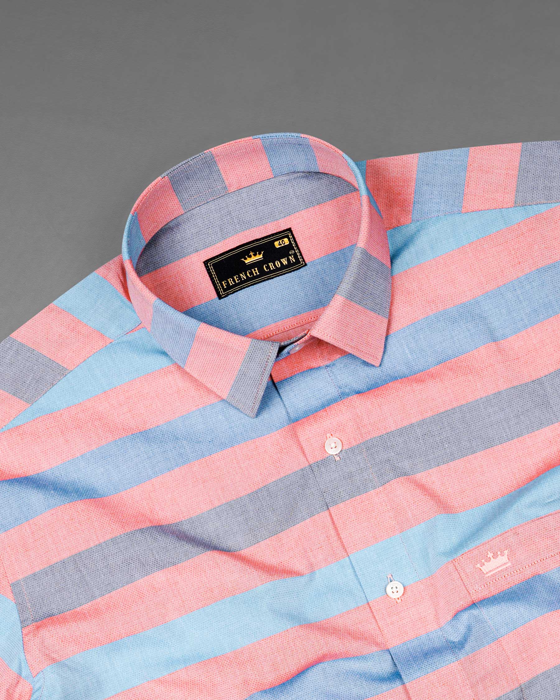 Sundown Light Orange and Glacier Blue Striped Dobby Textured Premium Giza Cotton Shirt 7898 -38,7898 -H-38,7898 -39,7898 -H-39,7898 -40,7898 -H-40,7898 -42,7898 -H-42,7898 -44,7898 -H-44,7898 -46,7898 -H-46,7898 -48,7898 -H-48,7898 -50,7898 -H-50,7898 -52,7898 -H-52