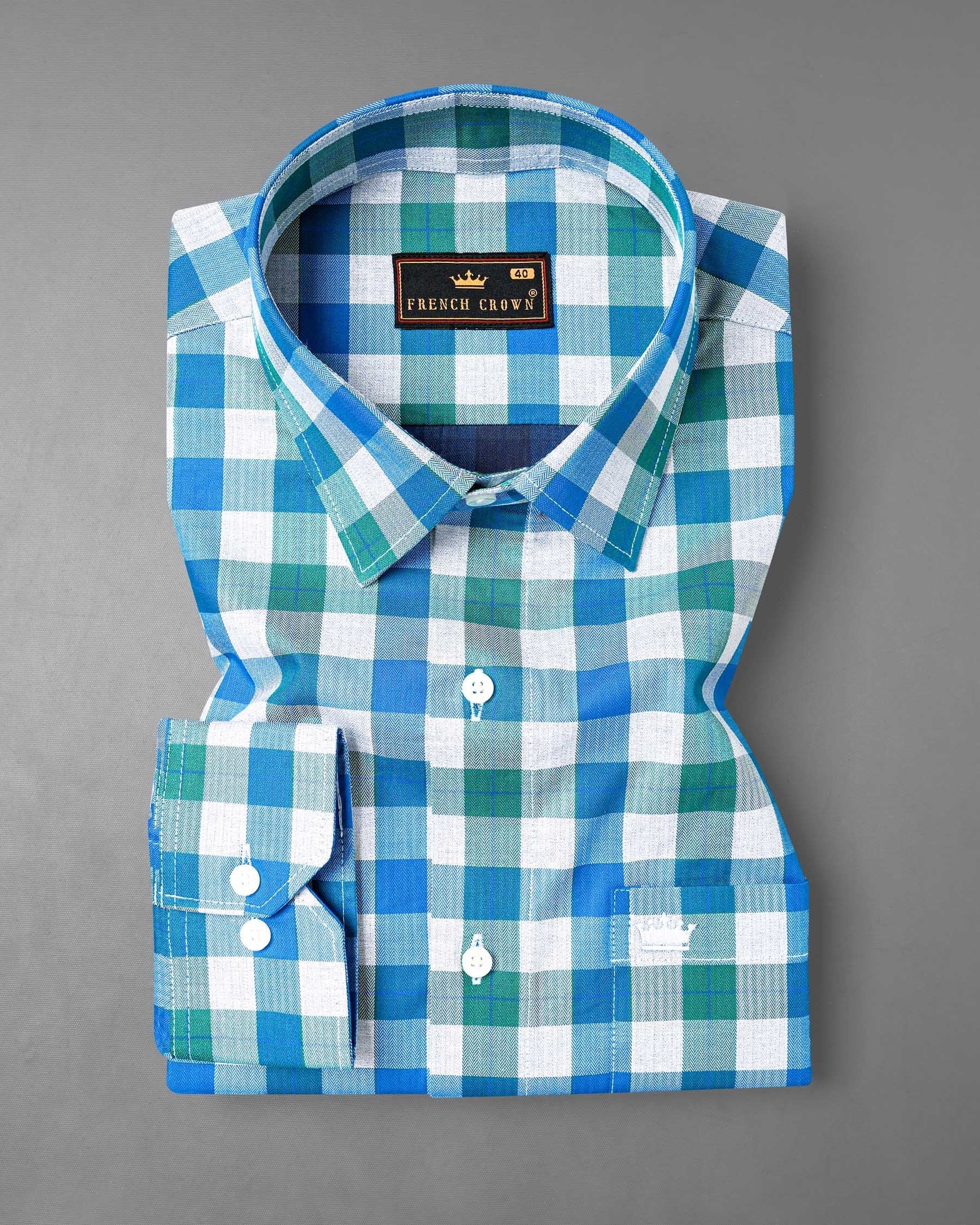 Mackerel Blue and Surfie Green Checkered Herringbone Premium Cotton Shirt 7904 -38,7904 -H-38,7904 -39,7904 -H-39,7904 -40,7904 -H-40,7904 -42,7904 -H-42,7904 -44,7904 -H-44,7904 -46,7904 -H-46,7904 -48,7904 -H-48,7904 -50,7904 -H-50,7904 -52,7904 -H-52