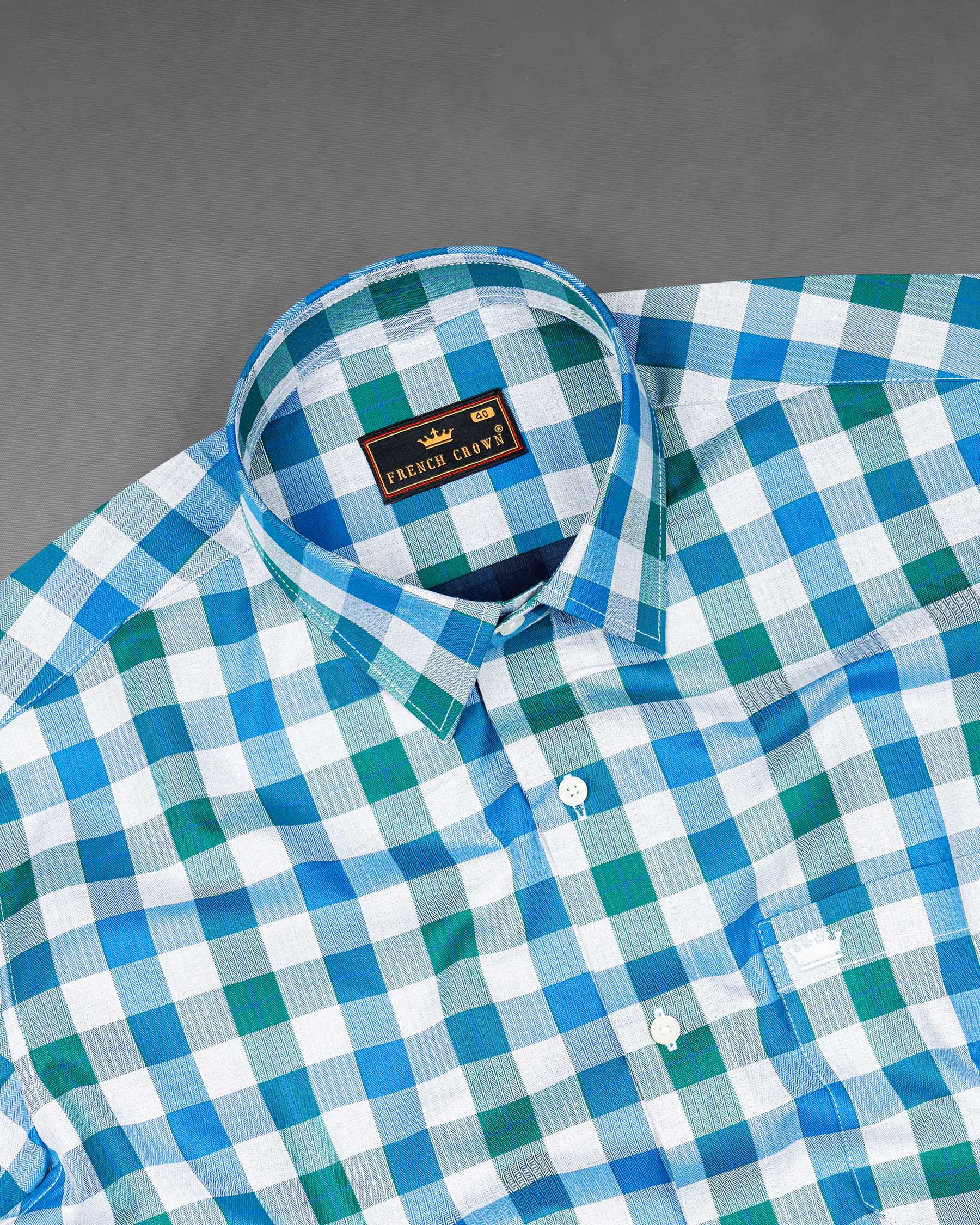 Mackerel Blue and Surfie Green Checkered Herringbone Premium Cotton Shirt 7904 -38,7904 -H-38,7904 -39,7904 -H-39,7904 -40,7904 -H-40,7904 -42,7904 -H-42,7904 -44,7904 -H-44,7904 -46,7904 -H-46,7904 -48,7904 -H-48,7904 -50,7904 -H-50,7904 -52,7904 -H-52