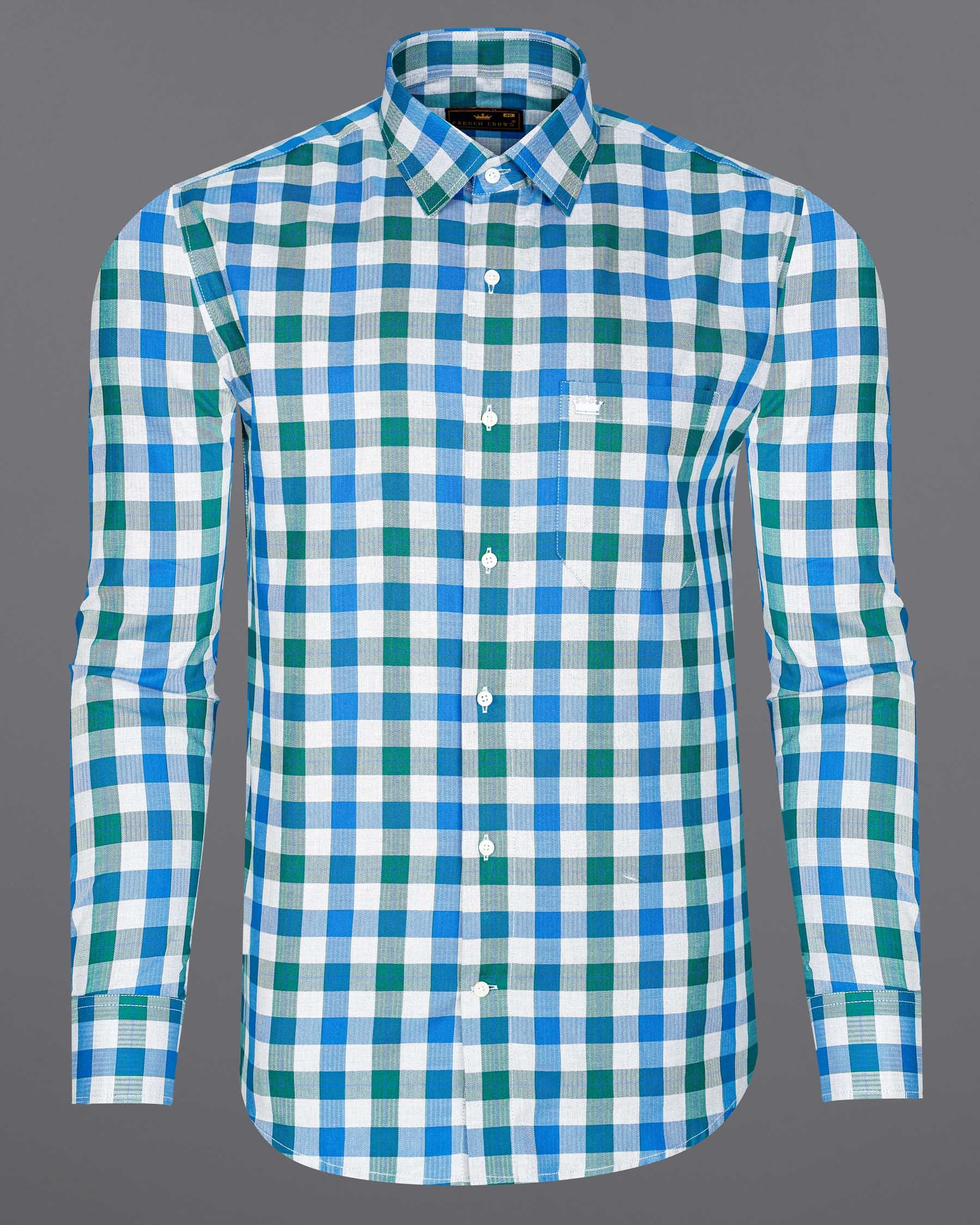 Mackerel Blue and Surfie Green Checkered Herringbone Premium Cotton Shirt 7904 -38,7904 -H-38,7904 -39,7904 -H-39,7904 -40,7904 -H-40,7904 -42,7904 -H-42,7904 -44,7904 -H-44,7904 -46,7904 -H-46,7904 -48,7904 -H-48,7904 -50,7904 -H-50,7904 -52,7904 -H-52