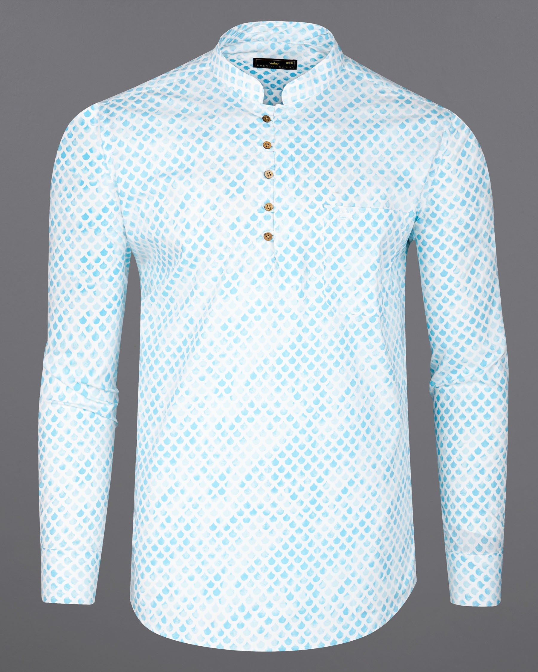 Tropical Blue and White Scalloped Pattern Printed Premium Cotton Kurta Shirt 7915-KS -38,7915-KS -H-38,7915-KS -39,7915-KS -H-39,7915-KS -40,7915-KS -H-40,7915-KS -42,7915-KS -H-42,7915-KS -44,7915-KS -H-44,7915-KS -46,7915-KS -H-46,7915-KS -48,7915-KS -H-48,7915-KS -50,7915-KS -H-50,7915-KS -52,7915-KS -H-52