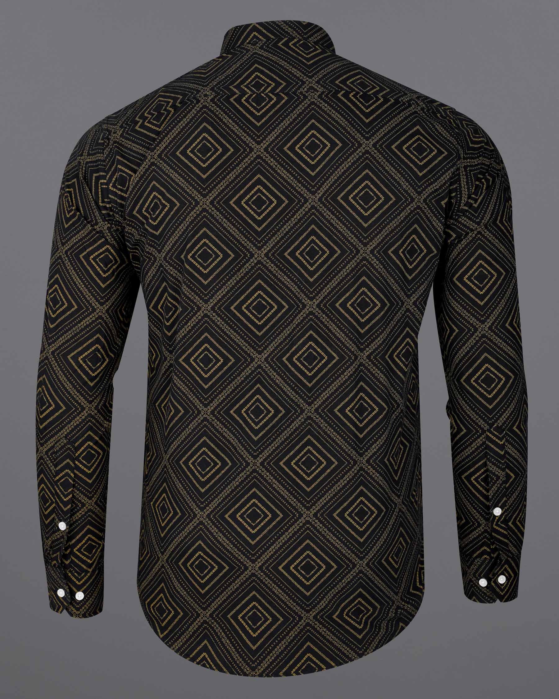 Jade Black With Calico Brown Fret Printed Twill Premium Cotton Shirt 7924-M-38,7924-M-H-38,7924-M-39,7924-M-H-39,7924-M-40,7924-M-H-40,7924-M-42,7924-M-H-42,7924-M-44,7924-M-H-44,7924-M-46,7924-M-H-46,7924-M-48,7924-M-H-48,7924-M-50,7924-M-H-50,7924-M-52,7924-M-H-52