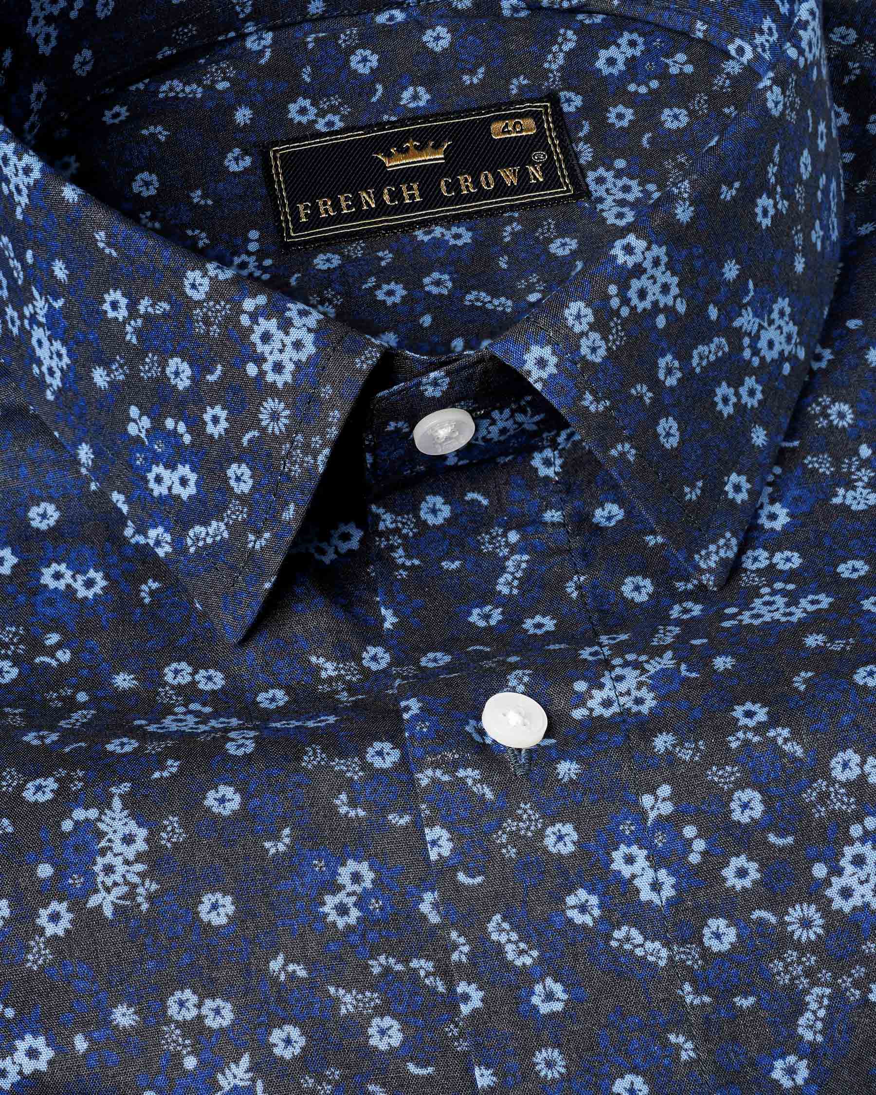 Zodiac Blue Ditzy Floral Printed Premium Cotton Shirt 7939-38,7939-H-38,7939-39,7939-H-39,7939-40,7939-H-40,7939-42,7939-H-42,7939-44,7939-H-44,7939-46,7939-H-46,7939-48,7939-H-48,7939-50,7939-H-50,7939-52,7939-H-52