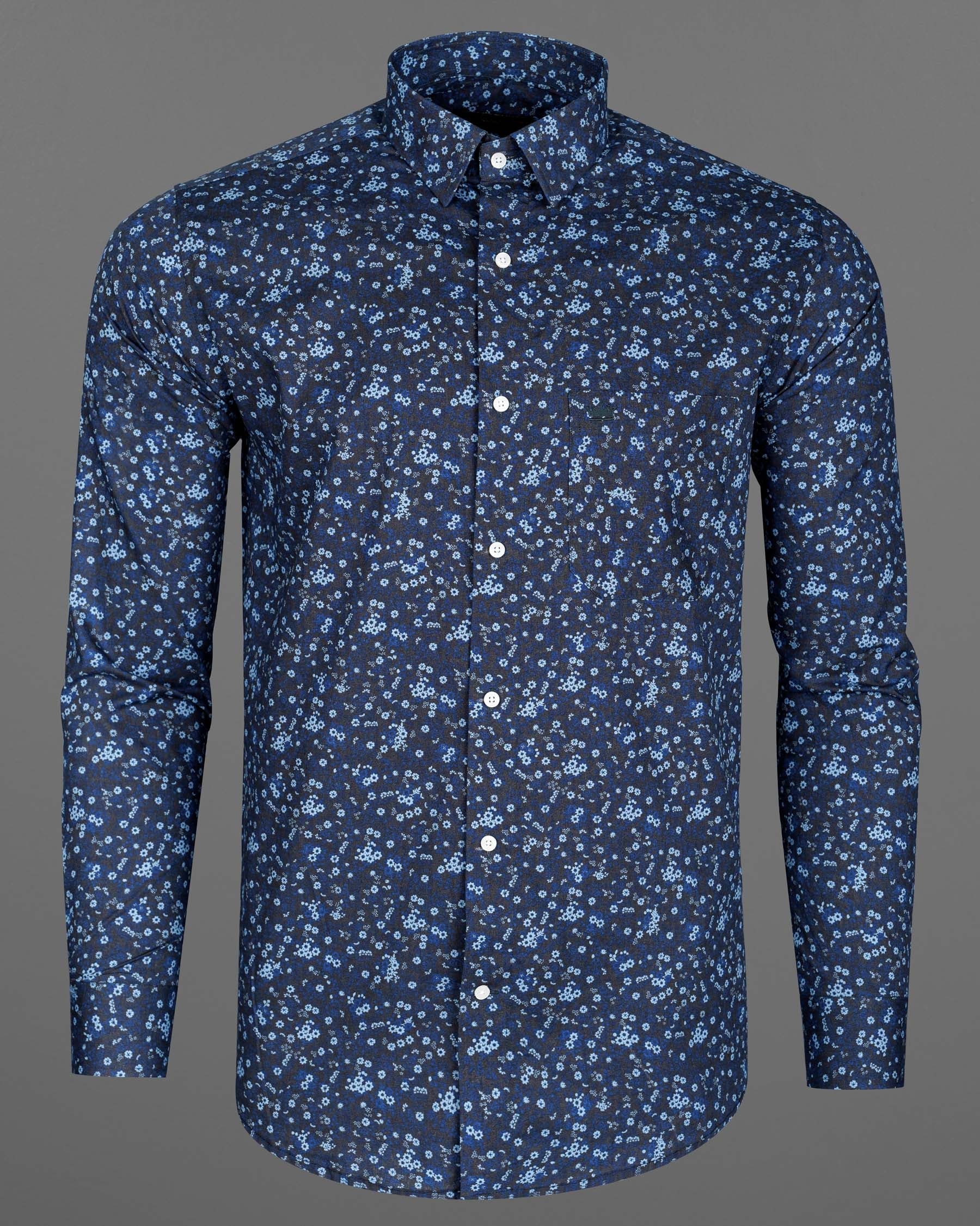 Zodiac Blue Ditzy Floral Printed Premium Cotton Shirt 7939-38,7939-H-38,7939-39,7939-H-39,7939-40,7939-H-40,7939-42,7939-H-42,7939-44,7939-H-44,7939-46,7939-H-46,7939-48,7939-H-48,7939-50,7939-H-50,7939-52,7939-H-52