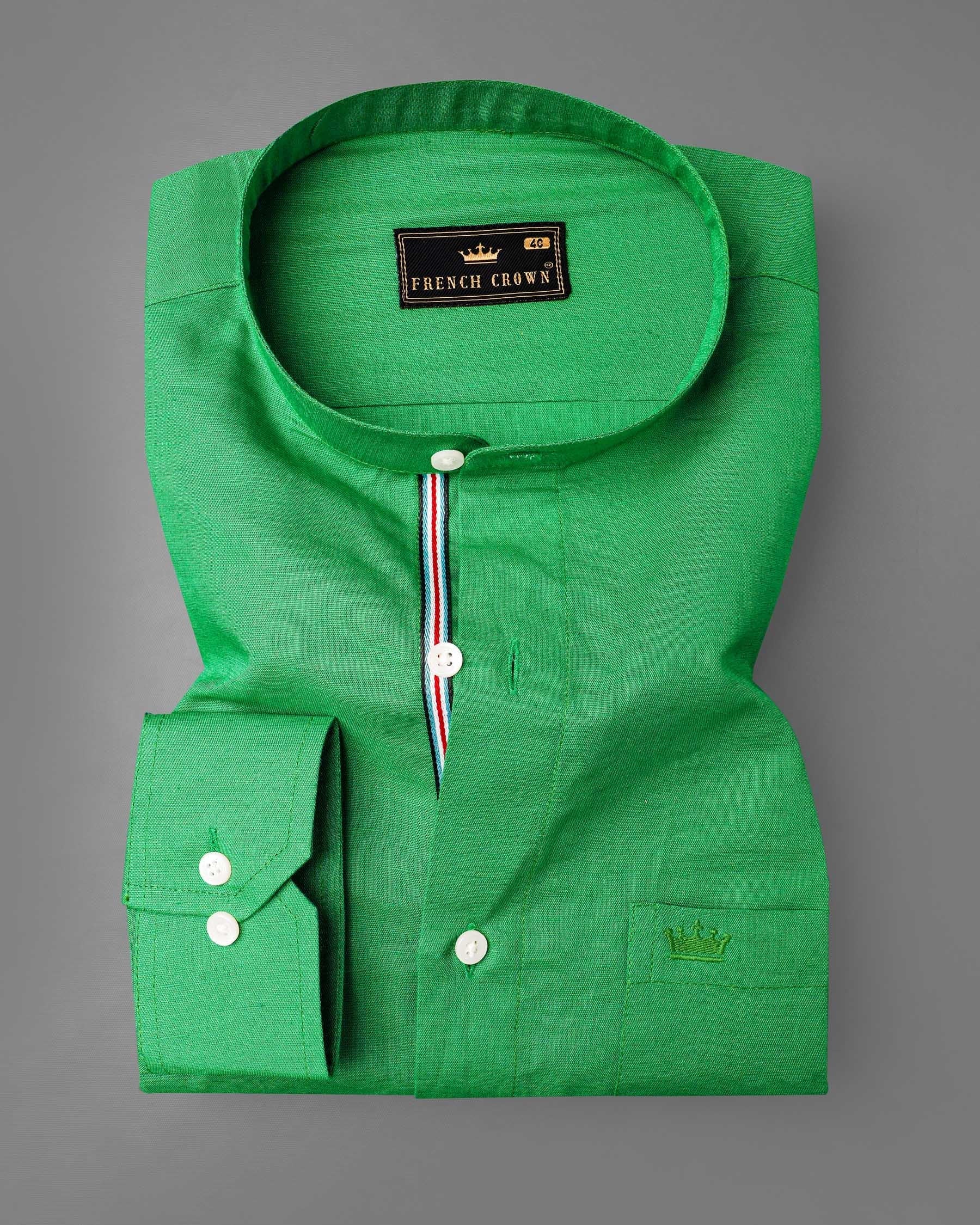 Salem Green Luxurious Linen Mandarin Collar Shirt 7944-M-P-38,7944-M-P-H-38,7944-M-P-39,7944-M-P-H-39,7944-M-P-40,7944-M-P-H-40,7944-M-P-42,7944-M-P-H-42,7944-M-P-44,7944-M-P-H-44,7944-M-P-46,7944-M-P-H-46,7944-M-P-48,7944-M-P-H-48,7944-M-P-50,7944-M-P-H-50,7944-M-P-52,7944-M-P-H-52