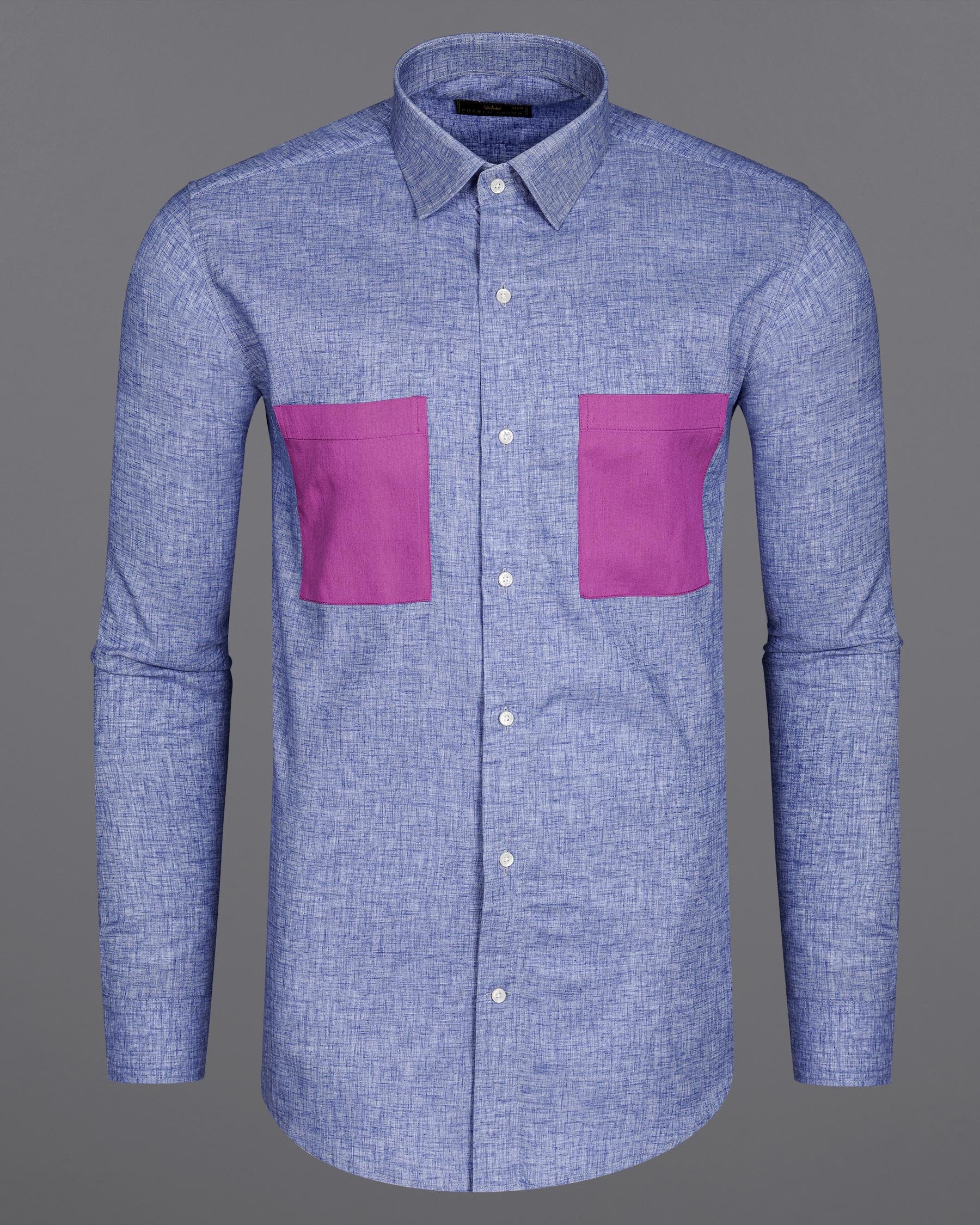 Chetwode Blue With Purple Two Side Pocket Chambray Premium Cotton Designer Shirt 7946-P196-38,7946-P196-H-38,7946-P196-39,7946-P196-H-39,7946-P196-40,7946-P196-H-40,7946-P196-42,7946-P196-H-42,7946-P196-44,7946-P196-H-44,7946-P196-46,7946-P196-H-46,7946-P196-48,7946-P196-H-48,7946-P196-50,7946-P196-H-50,7946-P196-52,7946-P196-H-52