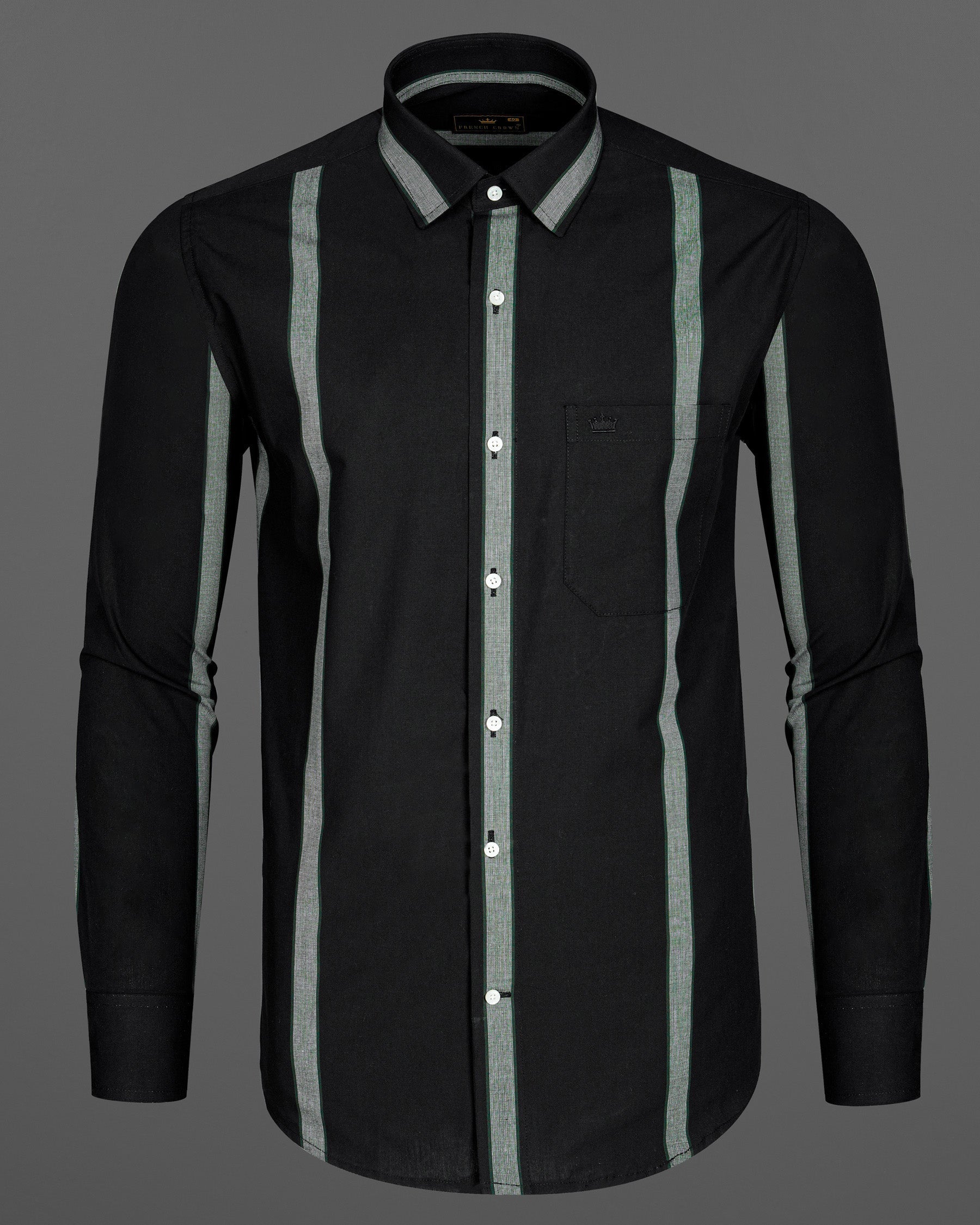 Jade Black With Gray Striped Premium Cotton Shirt 7947-38,7947-H-38,7947-39,7947-H-39,7947-40,7947-H-40,7947-42,7947-H-42,7947-44,7947-H-44,7947-46,7947-H-46,7947-48,7947-H-48,7947-50,7947-H-50,7947-52,7947-H-52