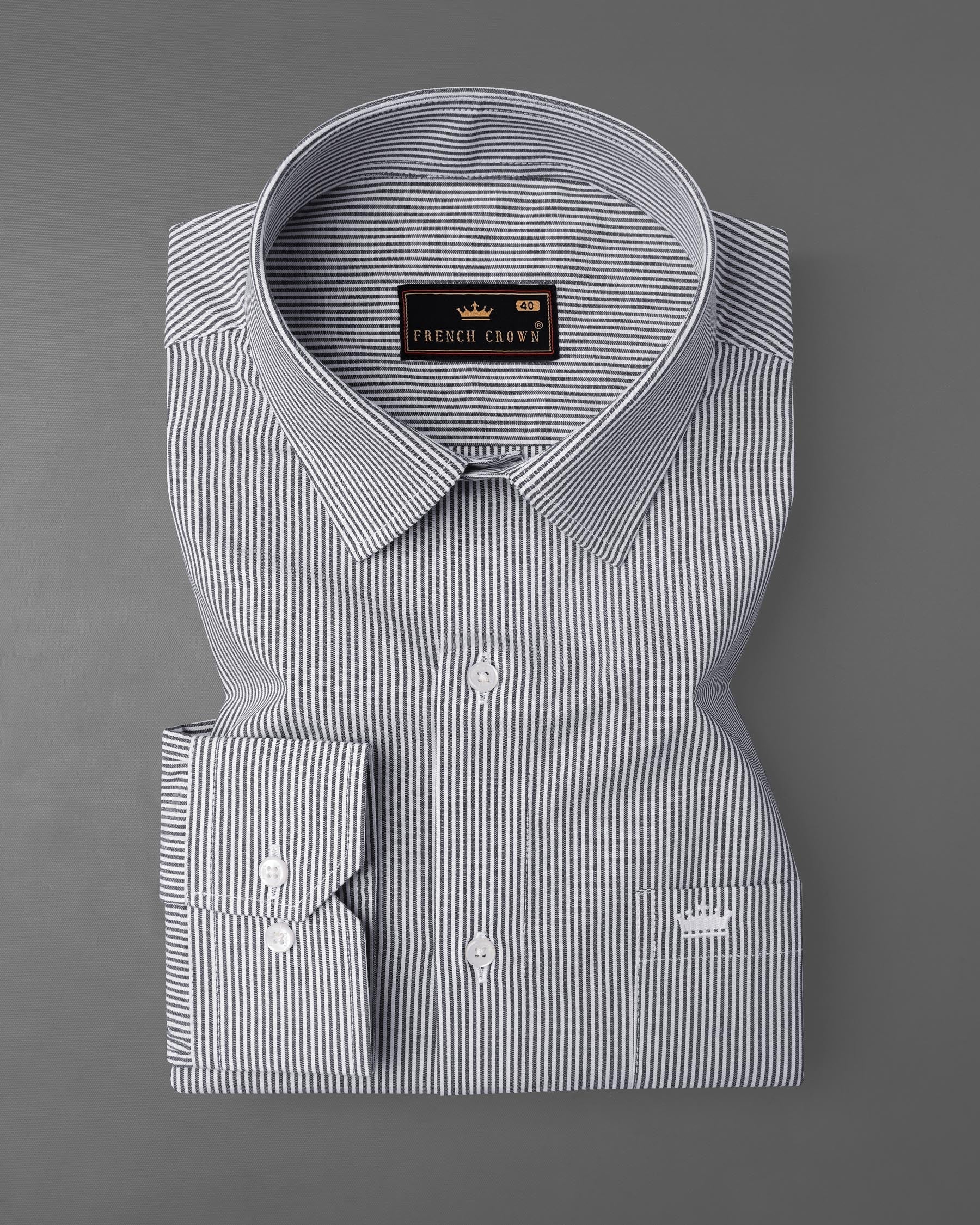 Fedora Gray and White Pin Striped Royal Oxford Shirt 7969-38,7969-H-38,7969-39,7969-H-39,7969-40,7969-H-40,7969-42,7969-H-42,7969-44,7969-H-44,7969-46,7969-H-46,7969-48,7969-H-48,7969-50,7969-H-50,7969-52,7969-H-52