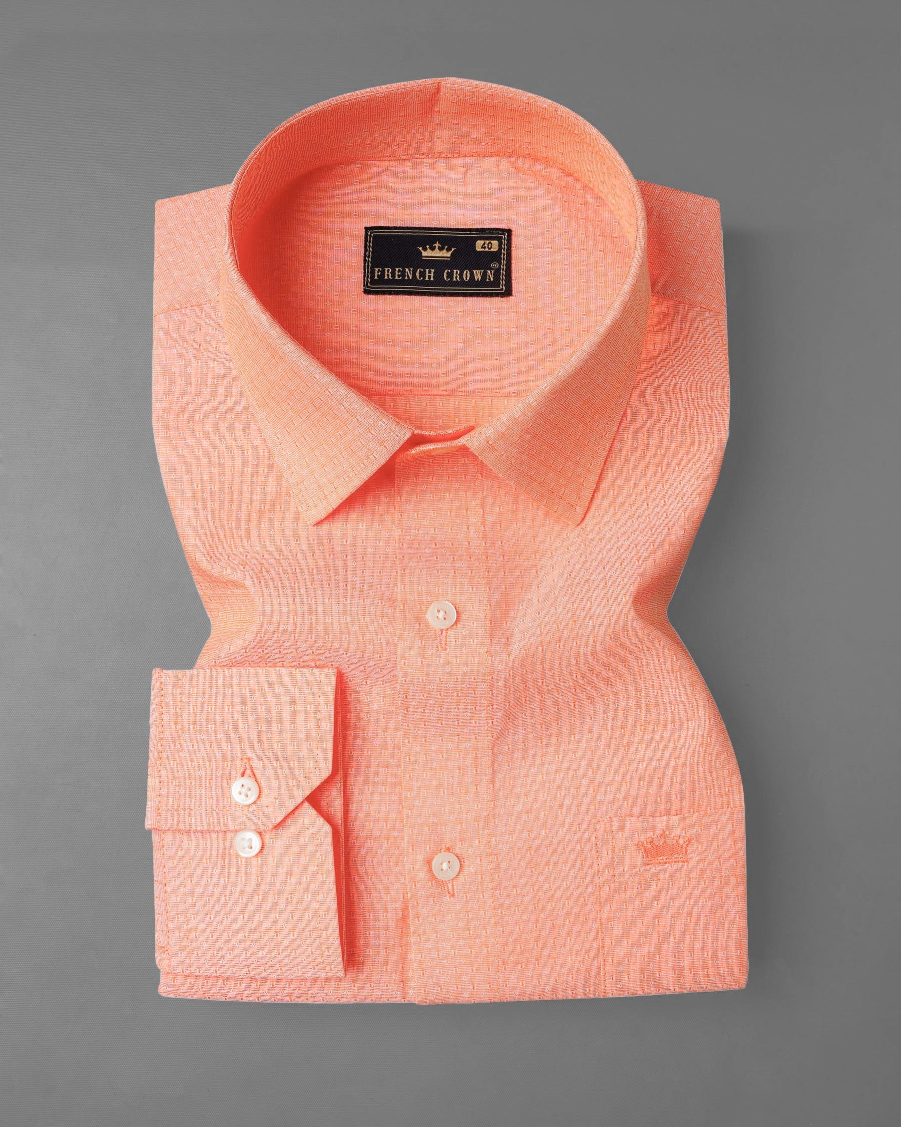 Geraldine Orange Dobby Textured Premium Giza Cotton Shirt 7978-38,7978-H-38,7978-39,7978-H-39,7978-40,7978-H-40,7978-42,7978-H-42,7978-44,7978-H-44,7978-46,7978-H-46,7978-48,7978-H-48,7978-50,7978-H-50,7978-52,7978-H-52