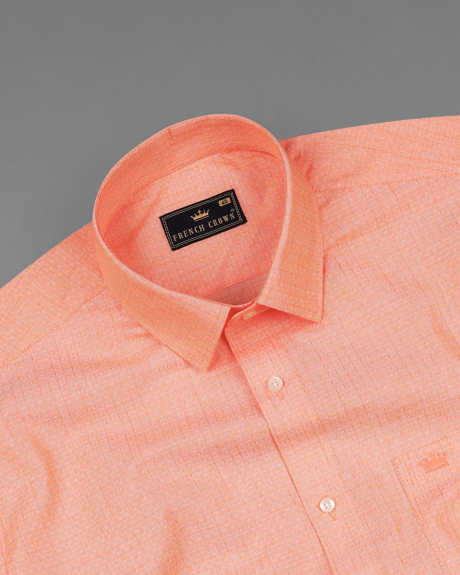 Geraldine Orange Dobby Textured Premium Giza Cotton Shirt 7978-38,7978-H-38,7978-39,7978-H-39,7978-40,7978-H-40,7978-42,7978-H-42,7978-44,7978-H-44,7978-46,7978-H-46,7978-48,7978-H-48,7978-50,7978-H-50,7978-52,7978-H-52