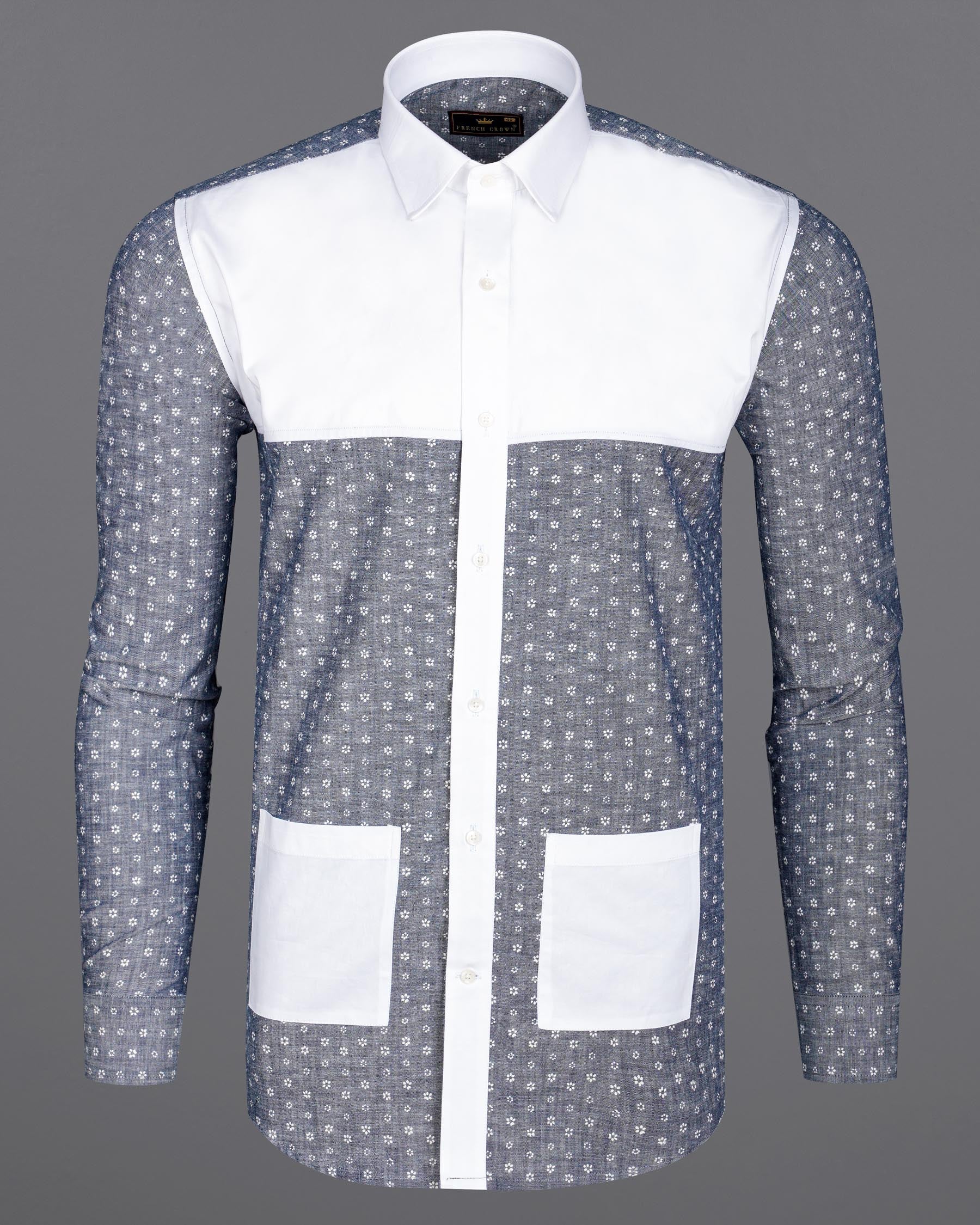 Comet Gray and Bright White Chambray Premium Cotton Designer Shirt 7982-P186-38,7982-P186-H-38,7982-P186-39,7982-P186-H-39,7982-P186-40,7982-P186-H-40,7982-P186-42,7982-P186-H-42,7982-P186-44,7982-P186-H-44,7982-P186-46,7982-P186-H-46,7982-P186-48,7982-P186-H-48,7982-P186-50,7982-P186-H-50,7982-P186-52,7982-P186-H-52