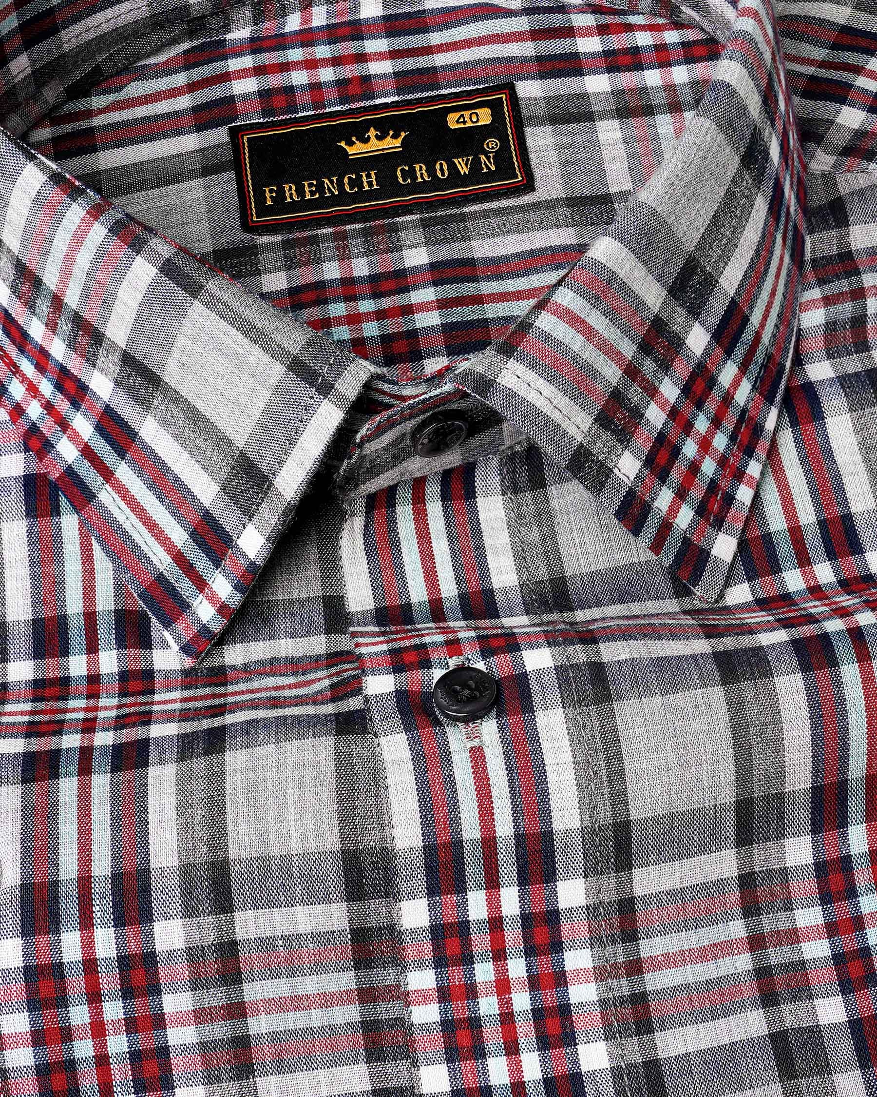 Pale Slate Gray with Tabasco Red Plaid Chambray Premium Cotton Shirt 7988-BLK-38,7988-BLK-H-38,7988-BLK-39,7988-BLK-H-39,7988-BLK-40,7988-BLK-H-40,7988-BLK-42,7988-BLK-H-42,7988-BLK-44,7988-BLK-H-44,7988-BLK-46,7988-BLK-H-46,7988-BLK-48,7988-BLK-H-48,7988-BLK-50,7988-BLK-H-50,7988-BLK-52,7988-BLK-H-52