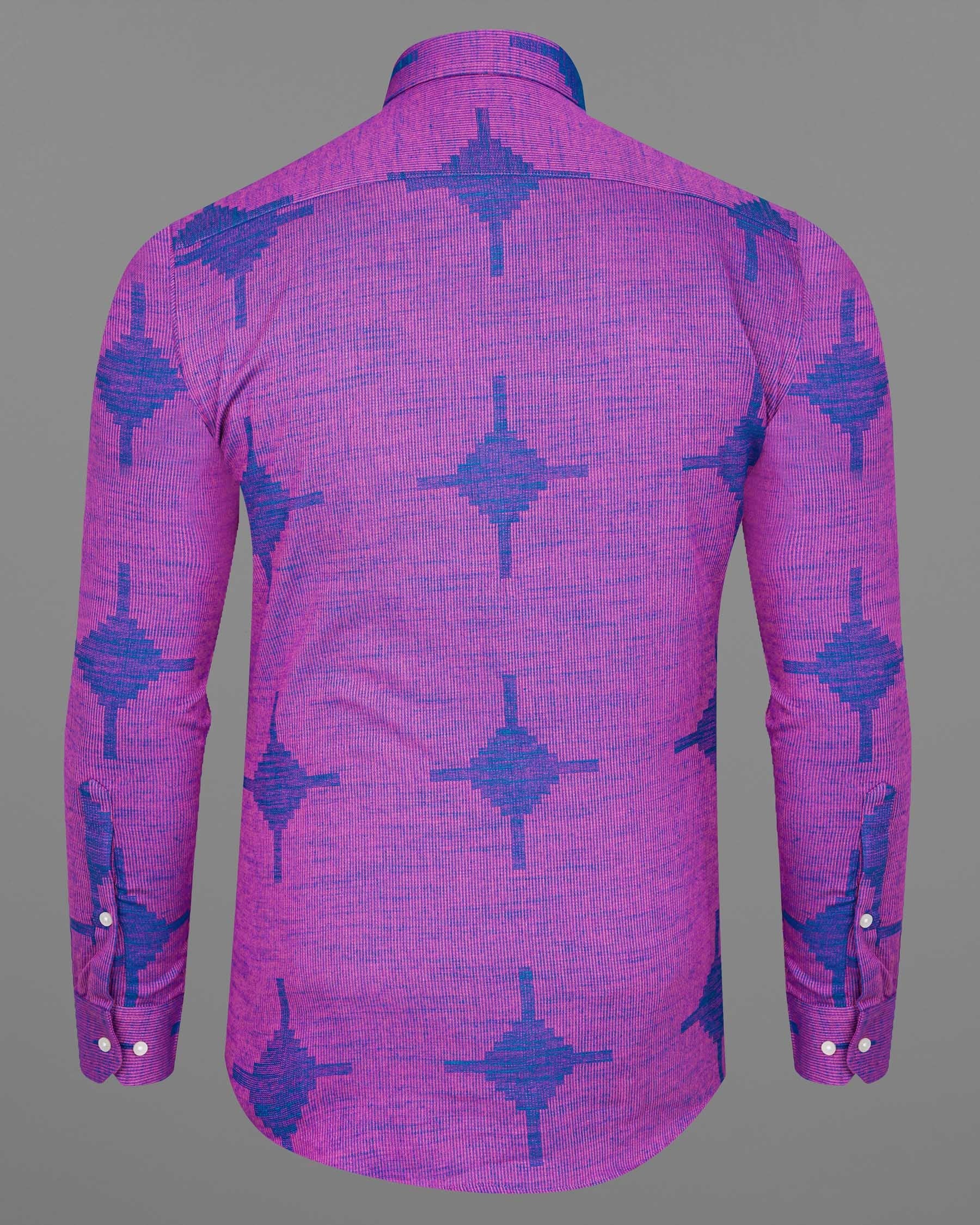 Orchid Pink with Denim Blue Dobby Textured Premium Giza Cotton Shirt