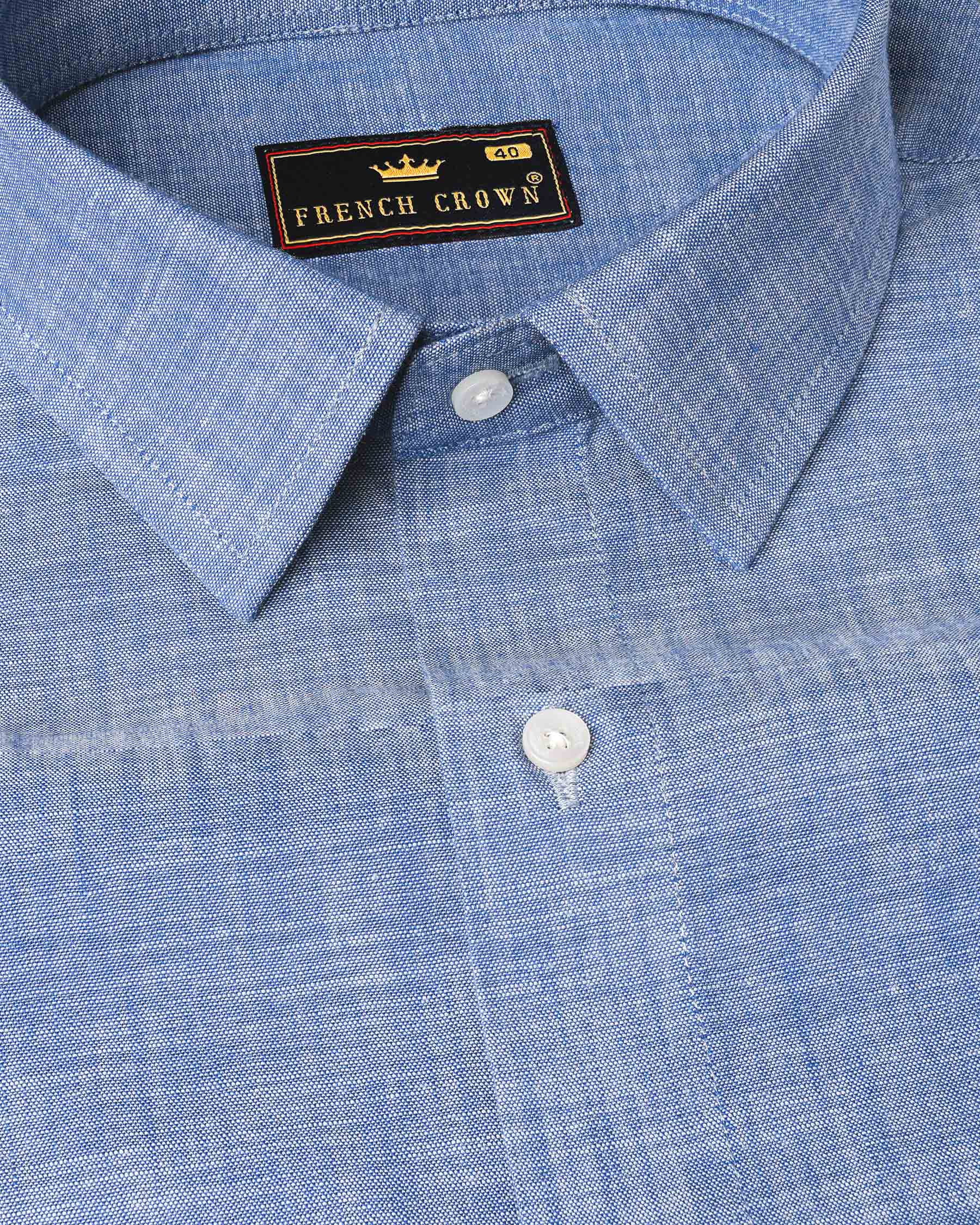 Nepal Blue Two Tone Chambray Premium Cotton Shirt 7995-38,7995-H-38,7995-39,7995-H-39,7995-40,7995-H-40,7995-42,7995-H-42,7995-44,7995-H-44,7995-46,7995-H-46,7995-48,7995-H-48,7995-50,7995-H-50,7995-52,7995-H-52