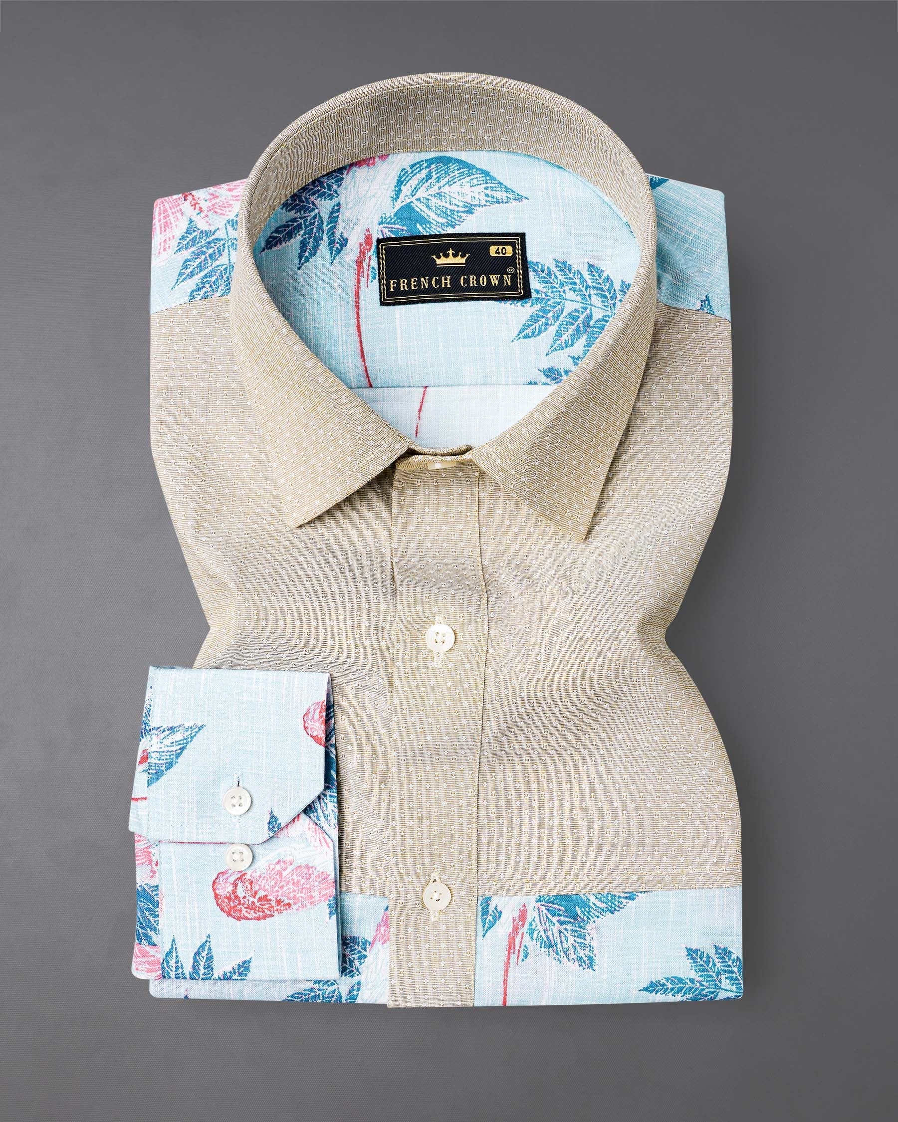 Mercury Blue Floral Printed and Cold Turkey Brown Chambray Premium Cotton Designer Shirt 8007-P186-38,8007-P186-H-38,8007-P186-39,8007-P186-H-39,8007-P186-40,8007-P186-H-40,8007-P186-42,8007-P186-H-42,8007-P186-44,8007-P186-H-44,8007-P186-46,8007-P186-H-46,8007-P186-48,8007-P186-H-48,8007-P186-50,8007-P186-H-50,8007-P186-52,8007-P186-H-52