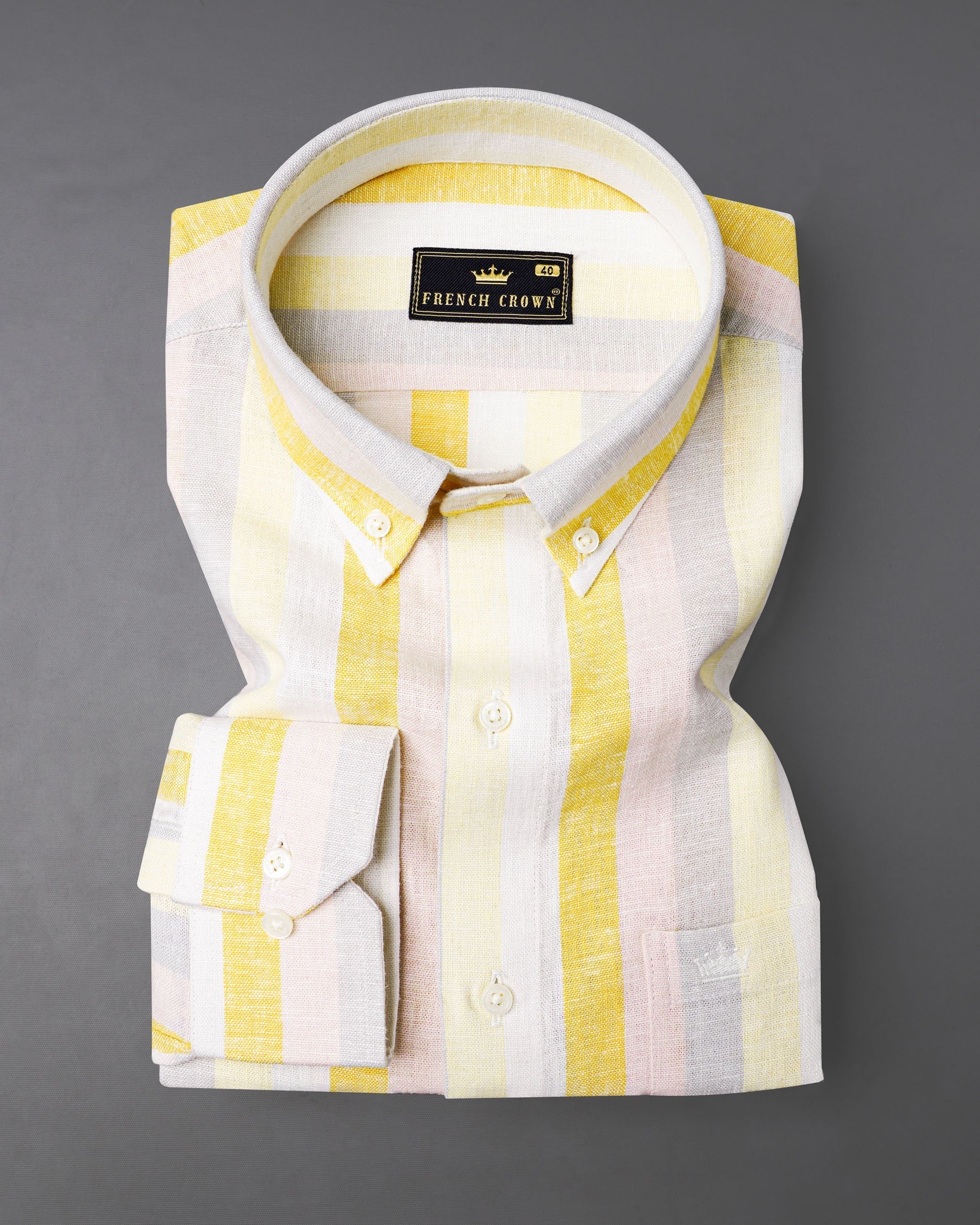 Soft Peach Pink and Jasmine Yellow Striped Luxurious Linen Shirt 8010-BD-38,8010-BD-H-38,8010-BD-39,8010-BD-H-39,8010-BD-40,8010-BD-H-40,8010-BD-42,8010-BD-H-42,8010-BD-44,8010-BD-H-44,8010-BD-46,8010-BD-H-46,8010-BD-48,8010-BD-H-48,8010-BD-50,8010-BD-H-50,8010-BD-52,8010-BD-H-52