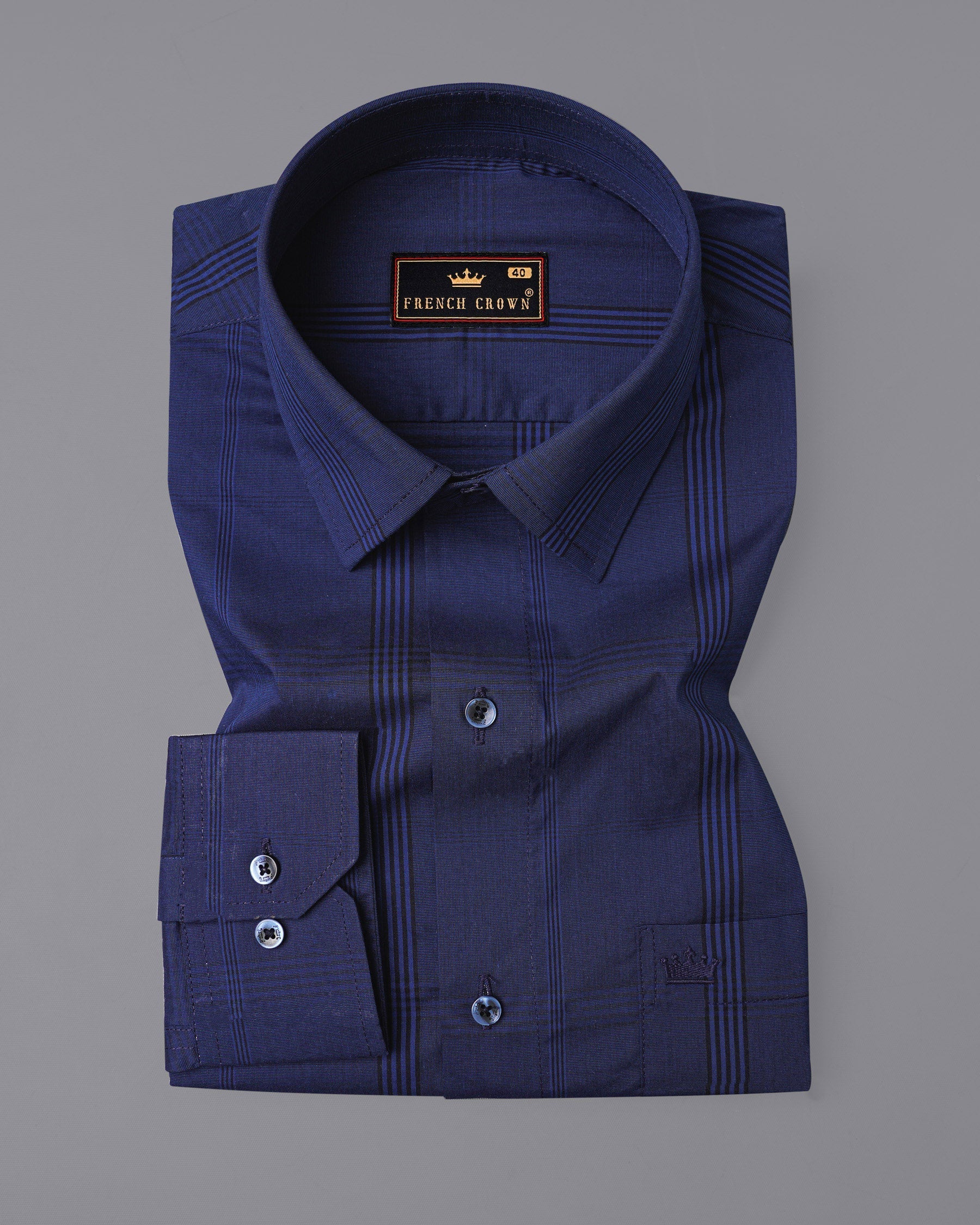 Cloud Burst Blue Striped Textured Premium Cotton Shirt