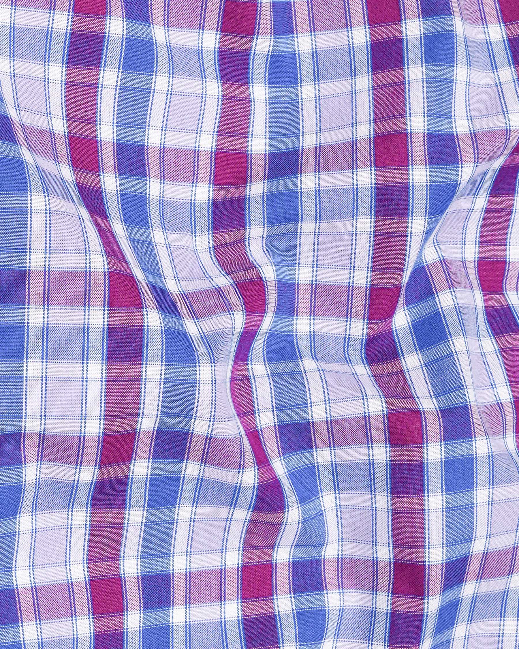 Fandango Purple and Cerulean Blue Plaid Premium Cotton Shirt  8025-M-38,8025-M-H-38,8025-M-39,8025-M-H-39,8025-M-40,8025-M-H-40,8025-M-42,8025-M-H-42,8025-M-44,8025-M-H-44,8025-M-46,8025-M-H-46,8025-M-48,8025-M-H-48,8025-M-50,8025-M-H-50,8025-M-52,8025-M-H-52