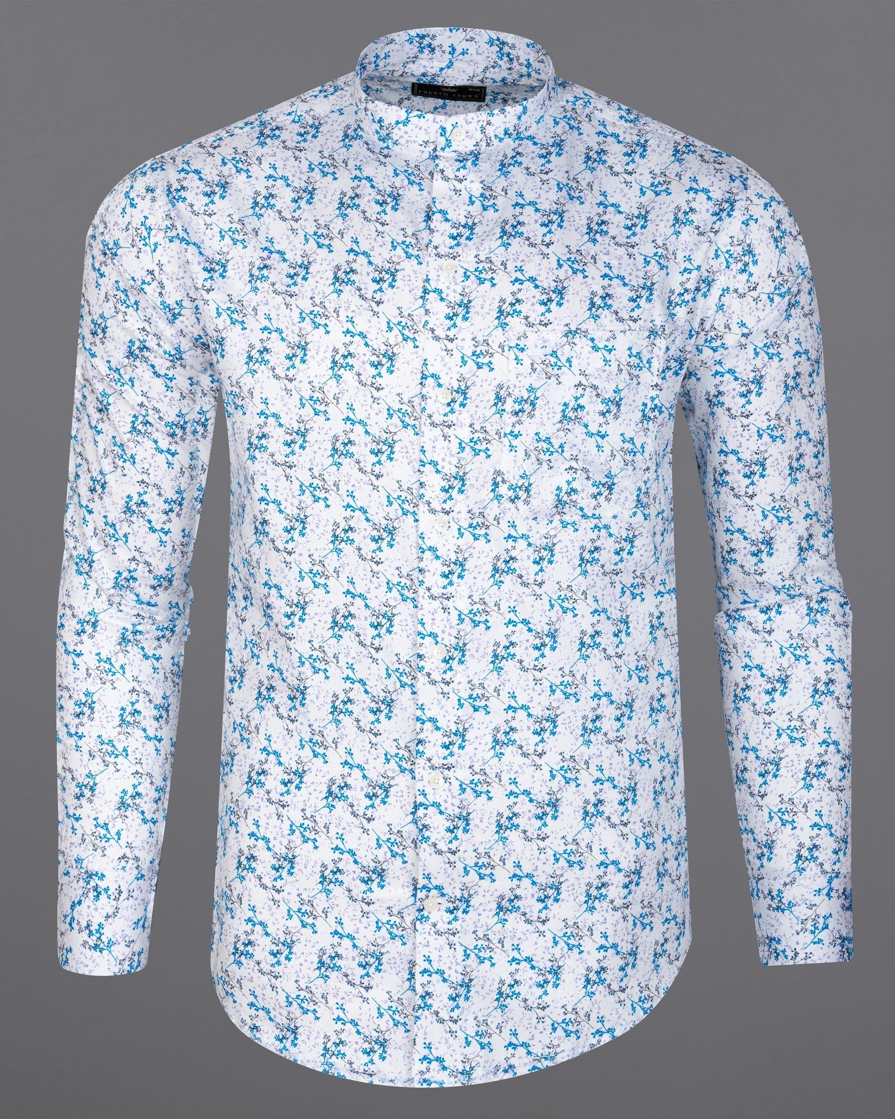 Bright White with Mackerel Blue Ditsy Printed Super Soft Premium Cotton Shirt 8027-M-38,8027-M-38,8027-M-39,8027-M-39,8027-M-40,8027-M-40,8027-M-42,8027-M-42,8027-M-44,8027-M-44,8027-M-46,8027-M-46,8027-M-48,8027-M-48,8027-M-50,8027-M-50,8027-M-52,8027-M-52