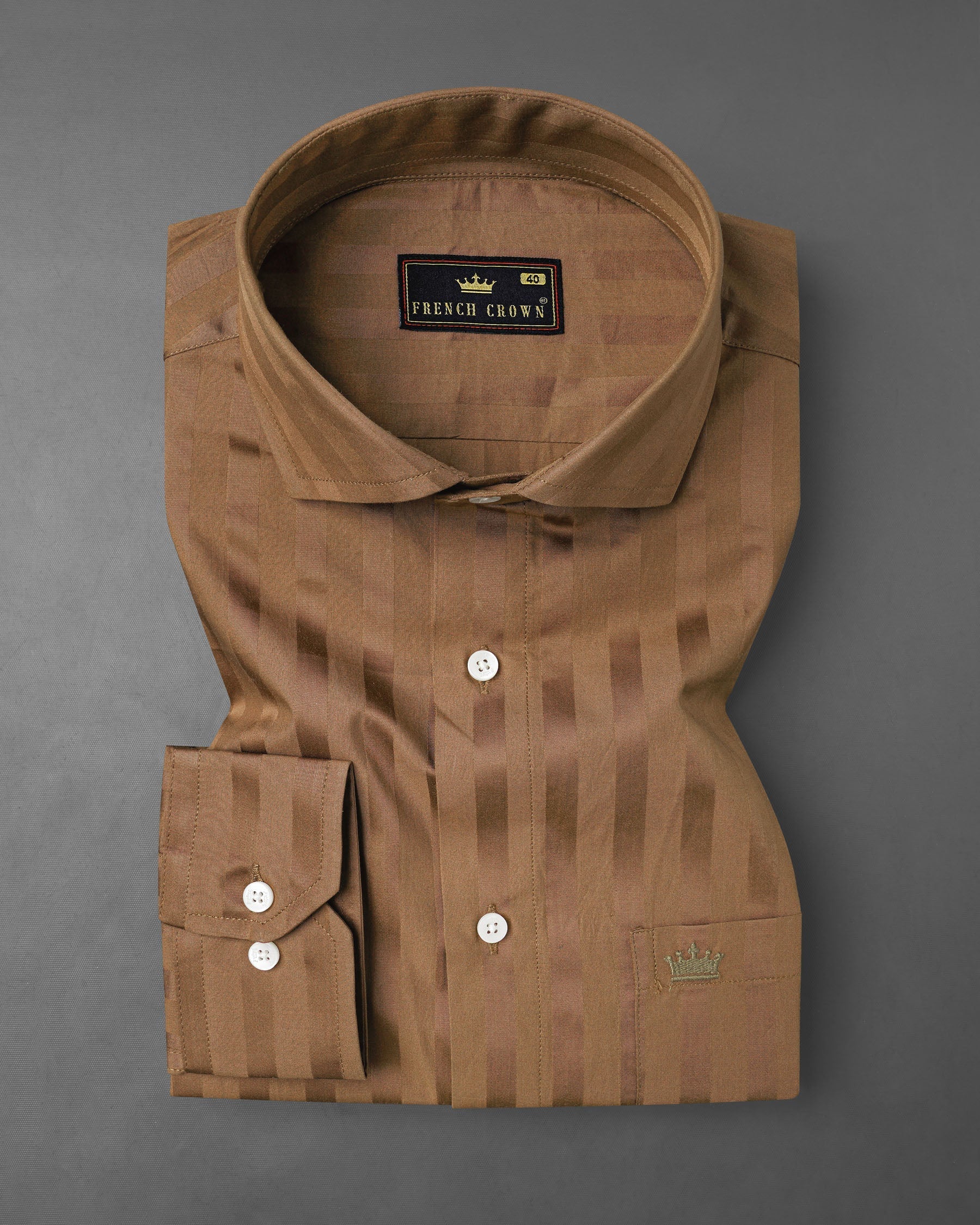 Dark Taupe Brown With Brown Striped Super Soft Premium Cotton Shirt