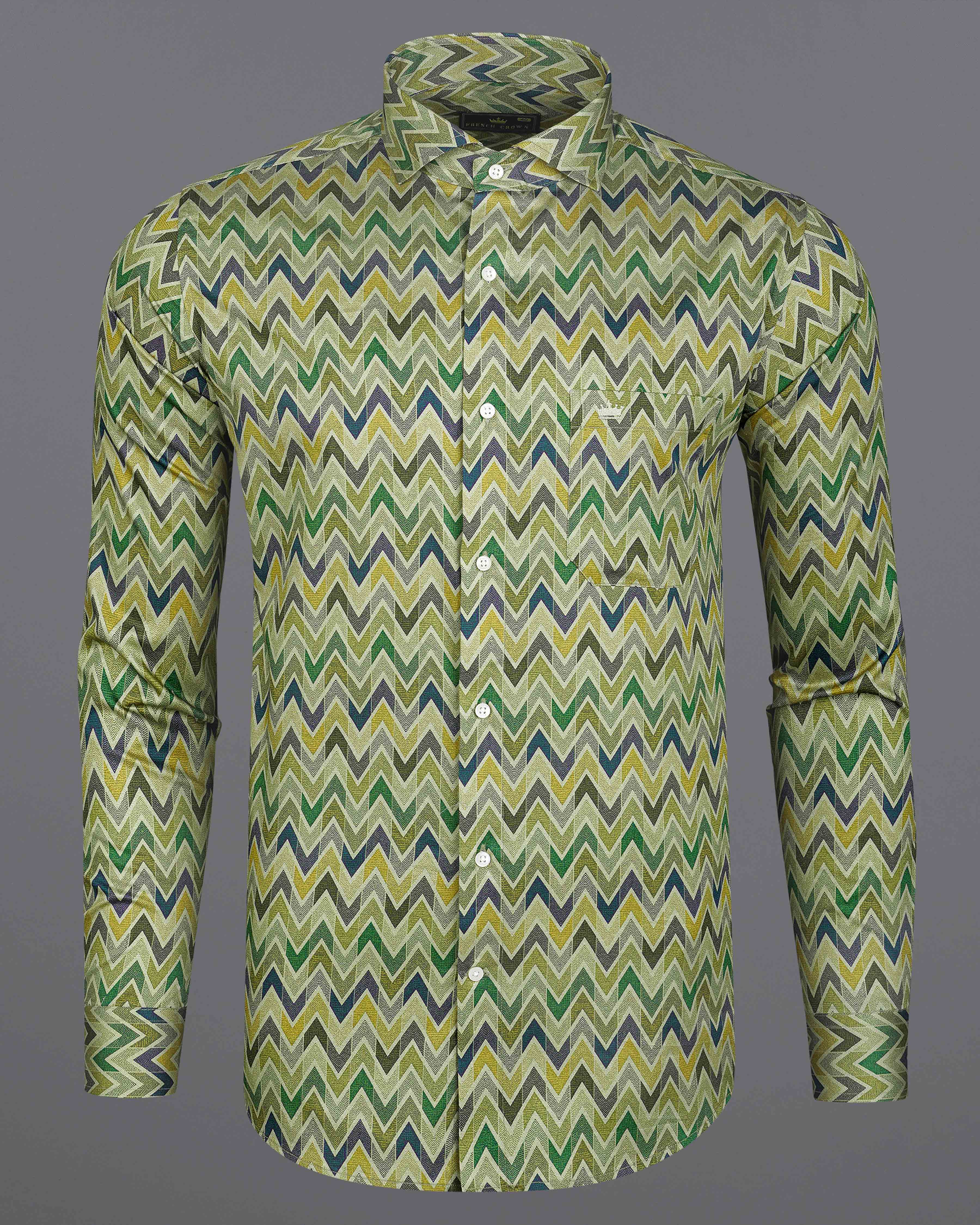 Coral Reef Green Multicolour Zig Zag Printed Super Soft Premium Cotton Shirt 8059-CA-38, 8059-CA-H-38, 8059-CA-39, 8059-CA-H-39, 8059-CA-40, 8059-CA-H-40, 8059-CA-42, 8059-CA-H-42, 8059-CA-44, 8059-CA-H-44, 8059-CA-46, 8059-CA-H-46, 8059-CA-48, 8059-CA-H-48, 8059-CA-50, 8059-CA-H-50, 8059-CA-52, 8059-CA-H-52