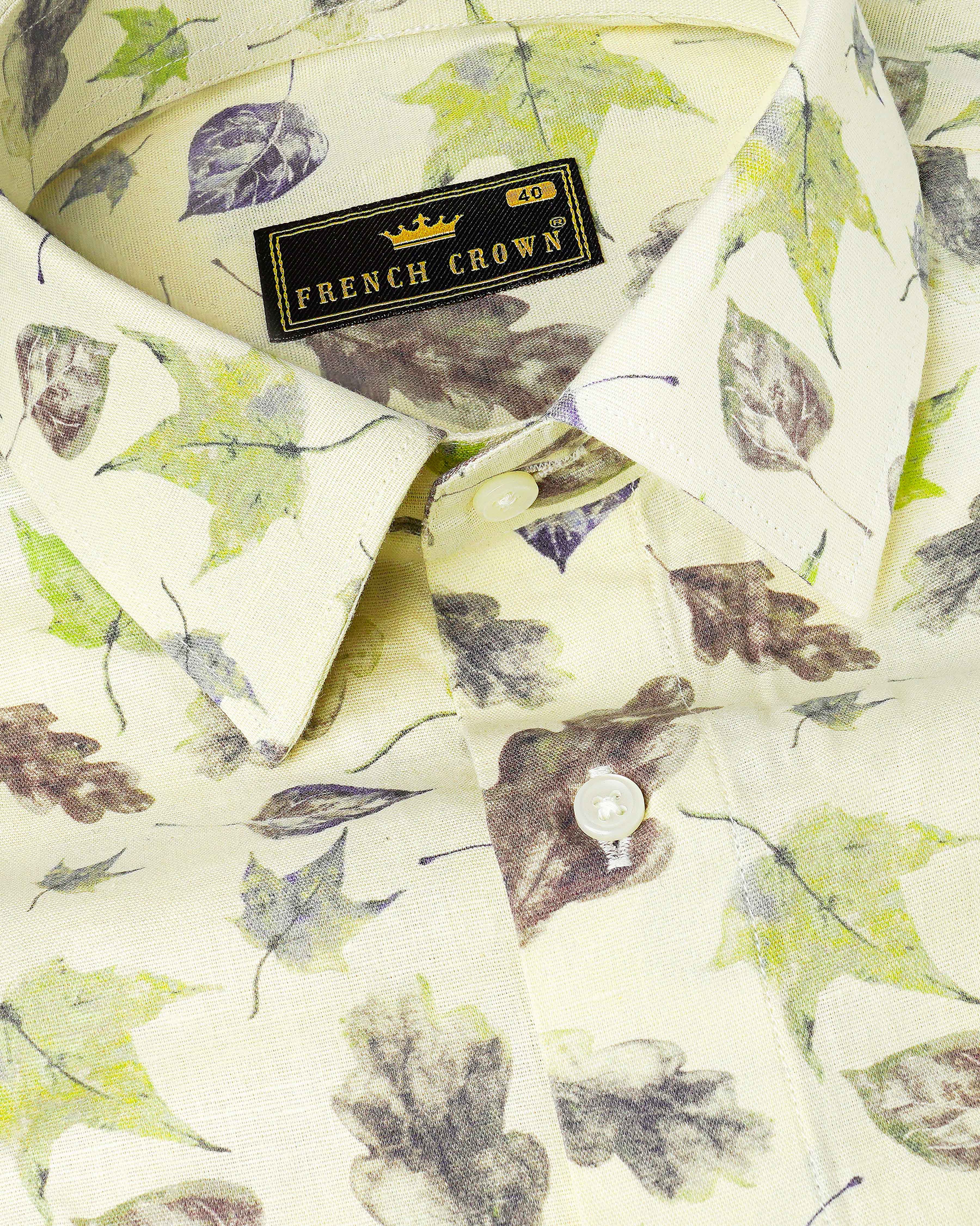 Wheatfield Beige Multicolour Leaves Printed Luxurious Linen Shirt 8066-38,8066-38,8066-39,8066-39,8066-40,8066-40,8066-42,8066-42,8066-44,8066-44,8066-46,8066-46,8066-48,8066-48,8066-50,8066-50,8066-52,8066-52