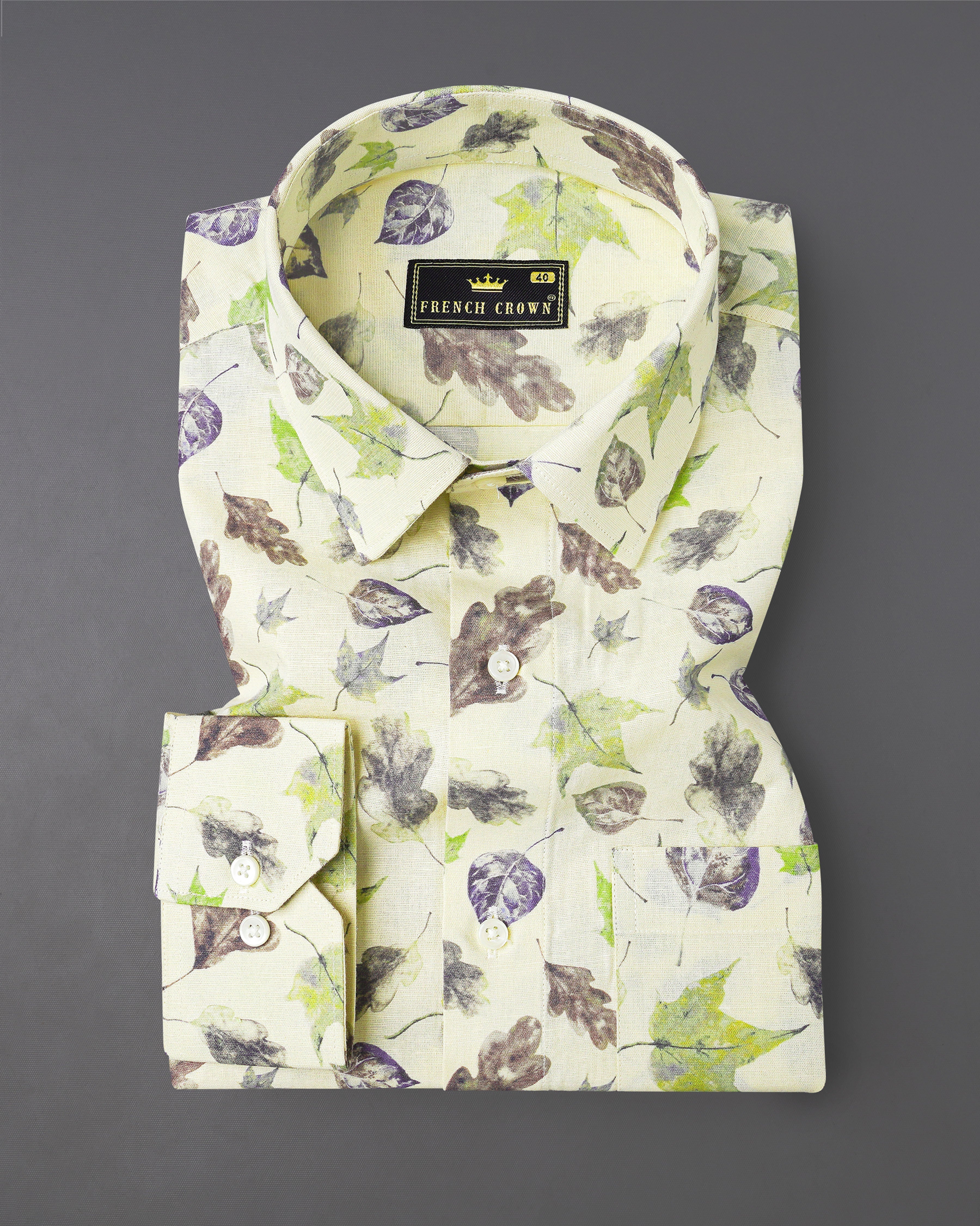 Wheatfield Beige Multicolour Leaves Printed Luxurious Linen Shirt 8066-38,8066-38,8066-39,8066-39,8066-40,8066-40,8066-42,8066-42,8066-44,8066-44,8066-46,8066-46,8066-48,8066-48,8066-50,8066-50,8066-52,8066-52