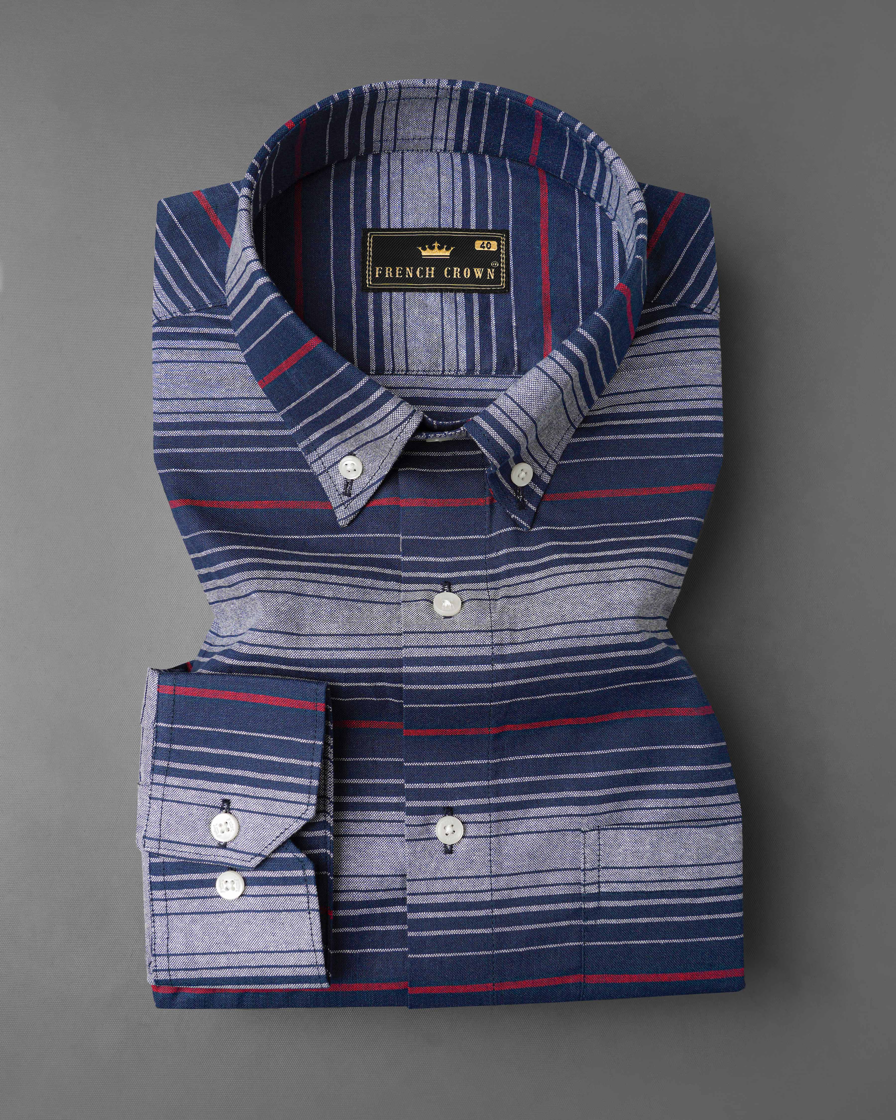 Bunting Navy Blue with Bright White and Cardinal Red Striped Royal Oxford Shirt 8088-BD-38, 8088-BD-H-38, 8088-BD-39, 8088-BD-H-39, 8088-BD-40, 8088-BD-H-40, 8088-BD-42, 8088-BD-H-42, 8088-BD-44, 8088-BD-H-44, 8088-BD-46, 8088-BD-H-46, 8088-BD-48, 8088-BD-H-48, 8088-BD-50, 8088-BD-H-50, 8088-BD-52, 8088-BD-H-52