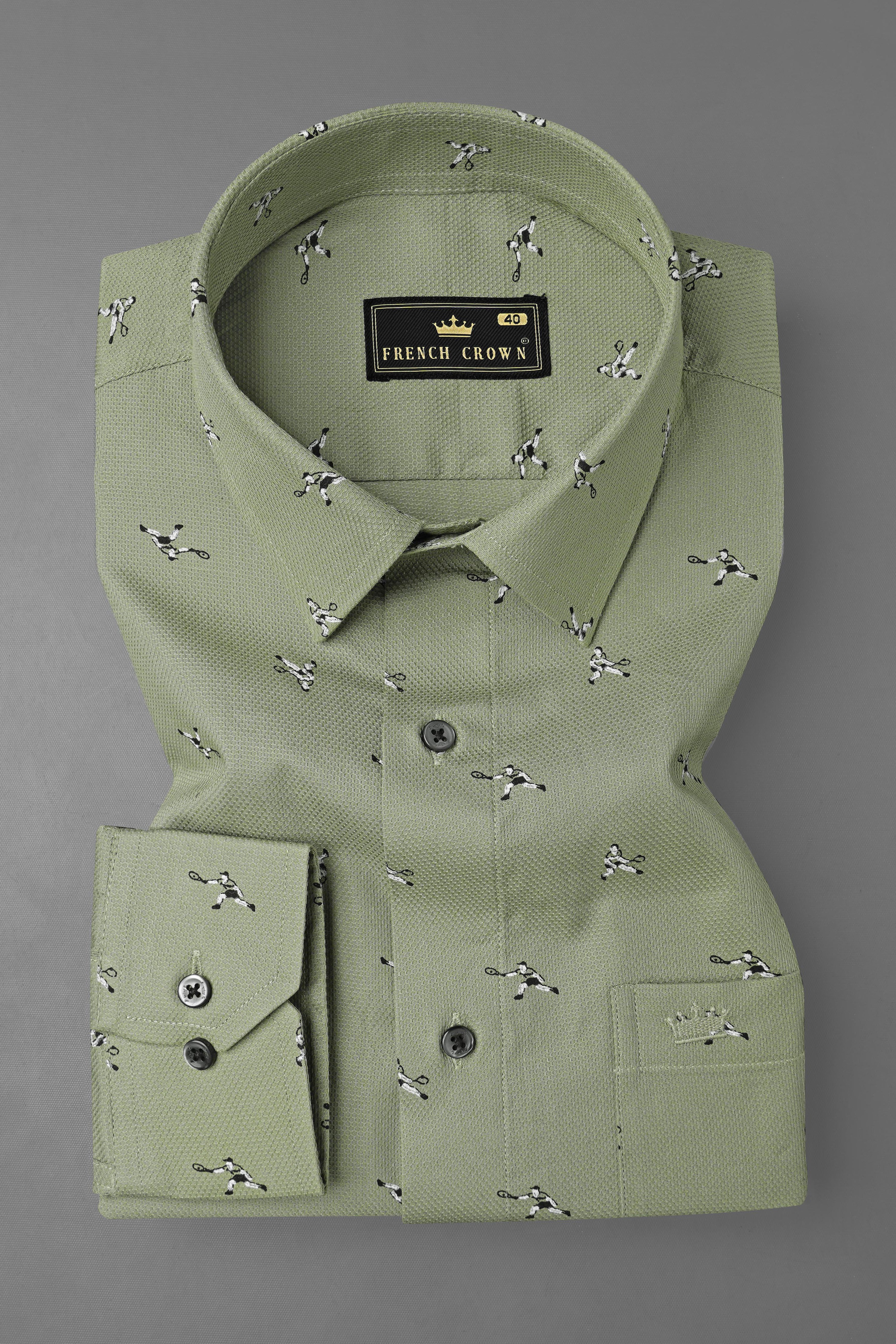 Sage Green Dobby Textured Premium Giza Cotton Shirt